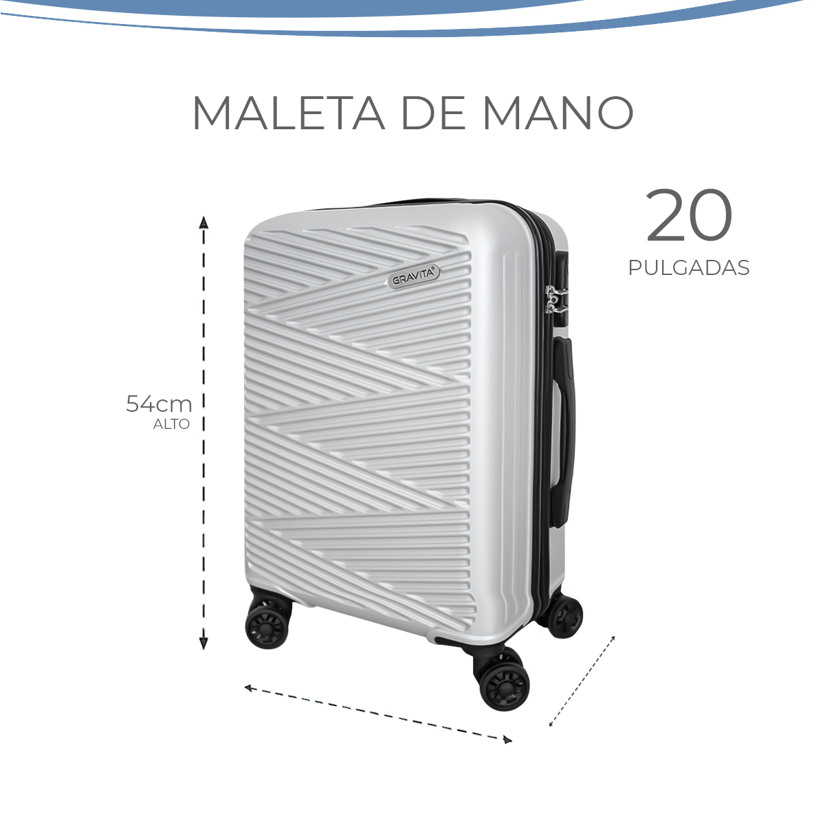 Foto 5 pulgar | Maleta De Mano Rígida 20 Pulgadas Con Ruedas 360 Y Candado Tsa Marca Gravita