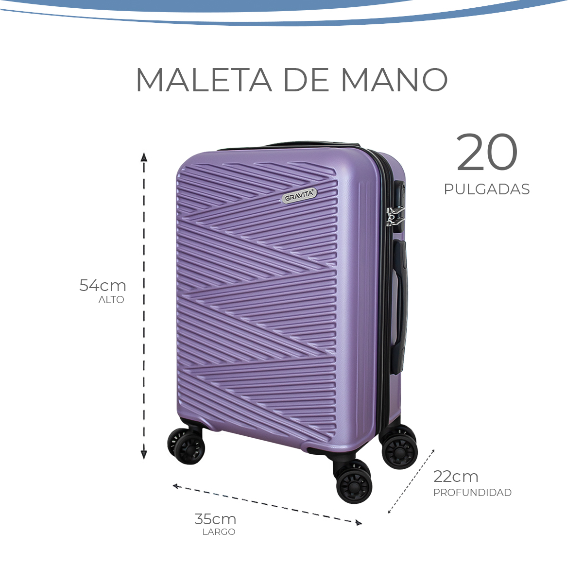 Foto 5 pulgar | Maleta de Mano Rígida 20 Pulgadas Lila con Ruedas 360 y Candado