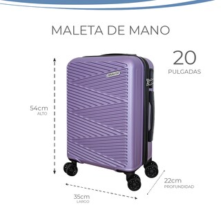 Foto 4 | Maleta de Mano Rígida 20 Pulgadas Lila con Ruedas 360 y Candado