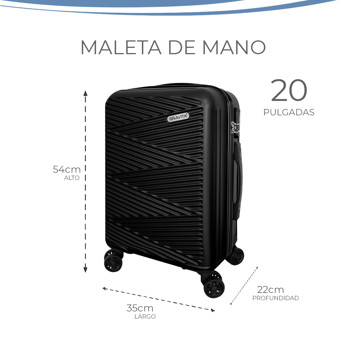 Foto 5 pulgar | Maleta De Mano Rígida 20 Pulgadas Con Ruedas 360 Y Candado Tsa Marca Gravita