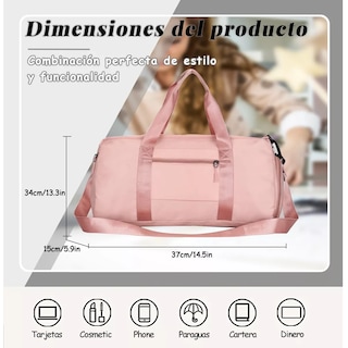 Foto 2 | Maleta De Viaje Bolso Deportivo Mochila Eo Safe Imports Esi-18205 Rosa