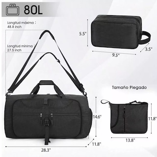 Foto 2 | Maleta Bolsa Deportiva Hombre Plegable Equipaje De Mano Eo Safe Imports Esi-18196 Negro