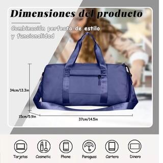 Foto 2 | Maleta De Viaje Bolso Deportivo Mochila Eo Safe Imports Esi-18200 Azul