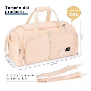 Foto 3 | Maleta Deportiva Bolsa Viaje Mochila Fitness Eo Safe Imports Esi-18197 Beige
