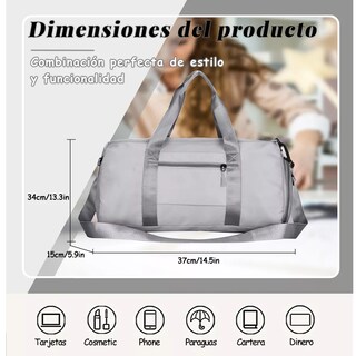 Foto 2 | Maleta De Viaje Bolso Deportivo Mochila Eo Safe Imports Esi-18201 Gris