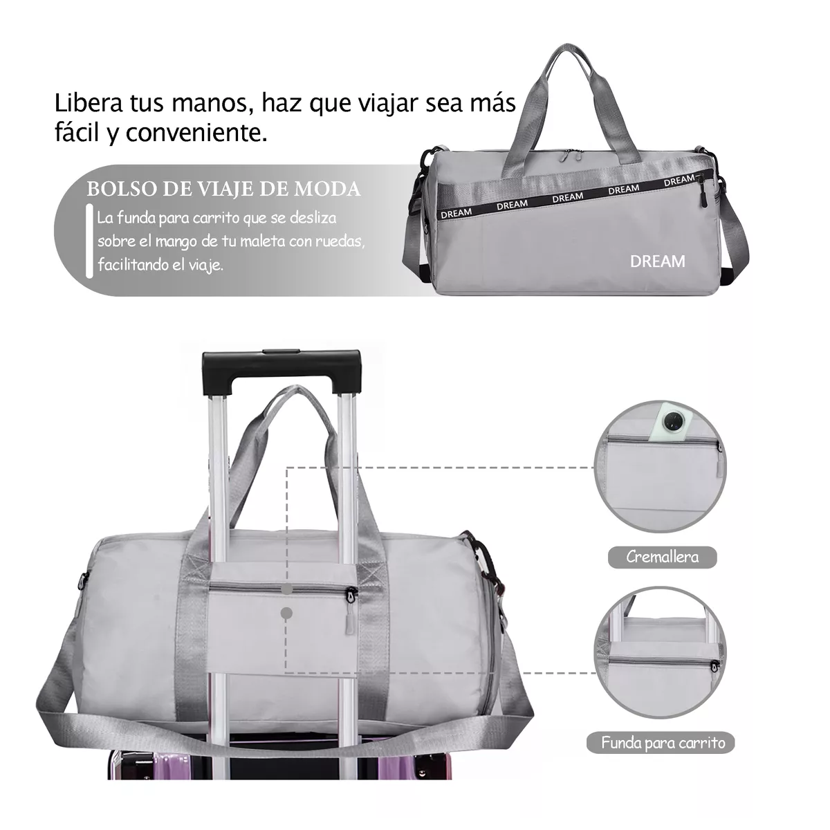Foto 4 pulgar | Maleta De Viaje Bolso Deportivo Mochila Eo Safe Imports Esi-18201 Gris