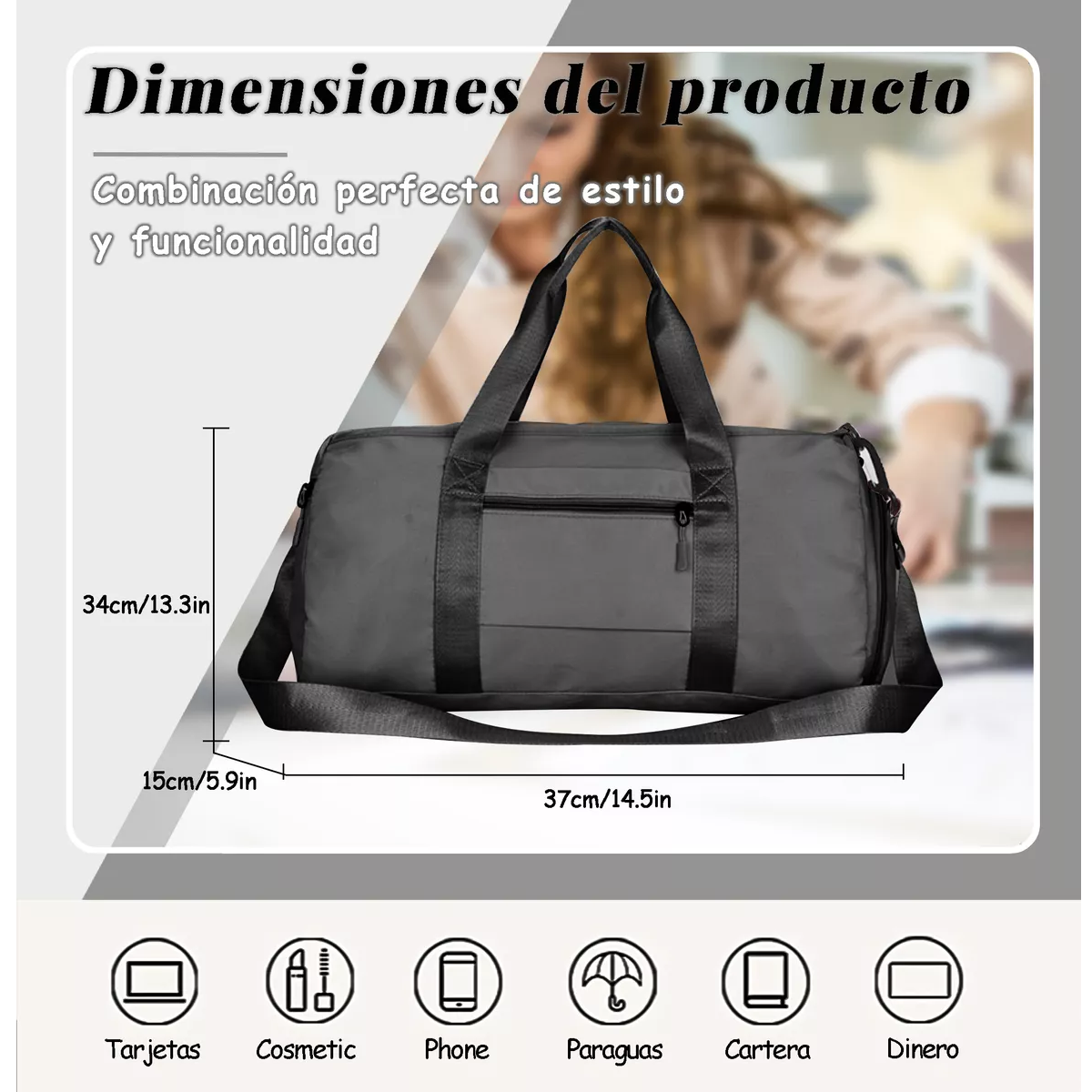 Foto 3 pulgar | Maleta De Viaje Bolso Deportivo Mochila Eo Safe Imports Esi-18203 Negro