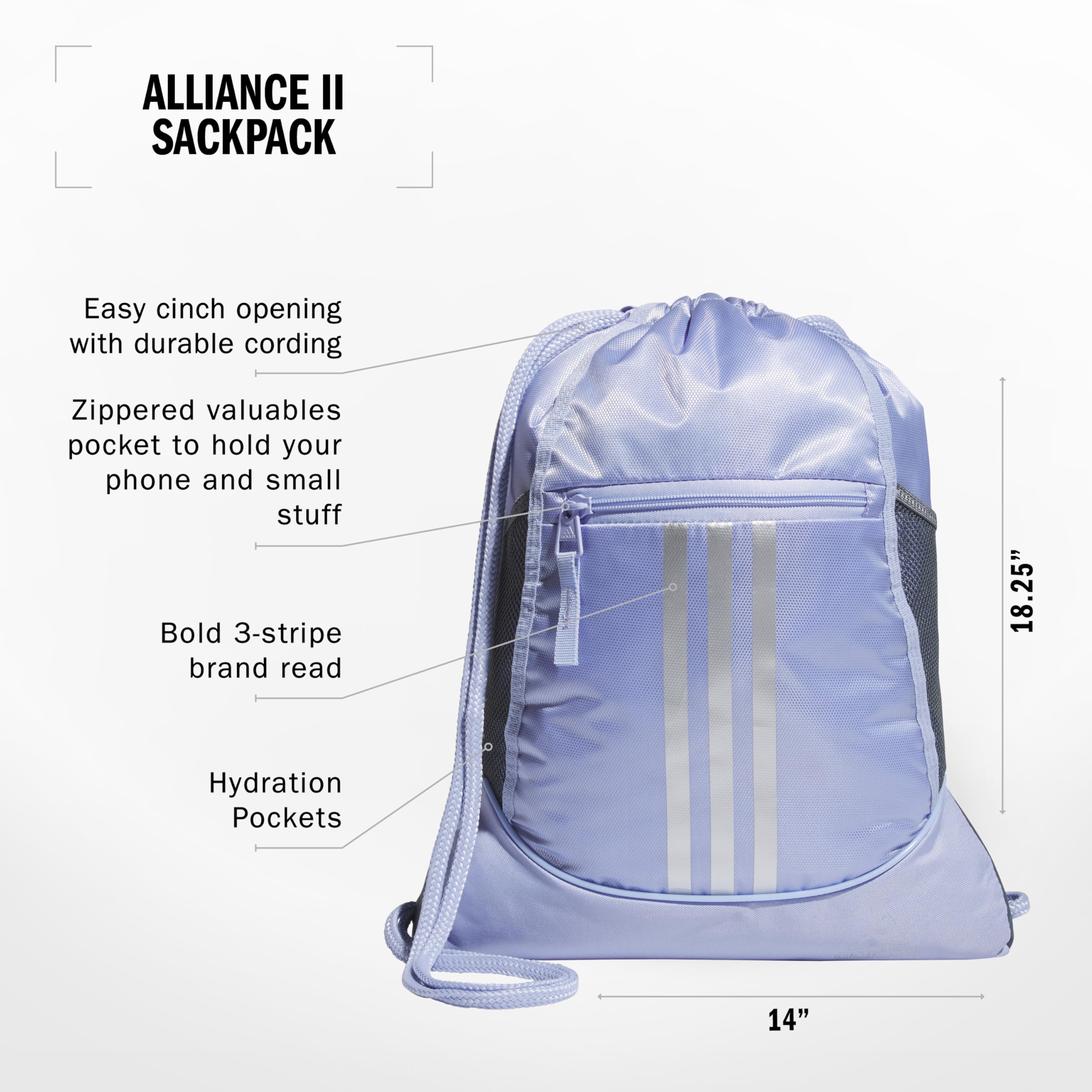 Foto 2 | Mochila Adidas Alliance 12l, Ligera, Atlética, Violeta - Venta Internacional.