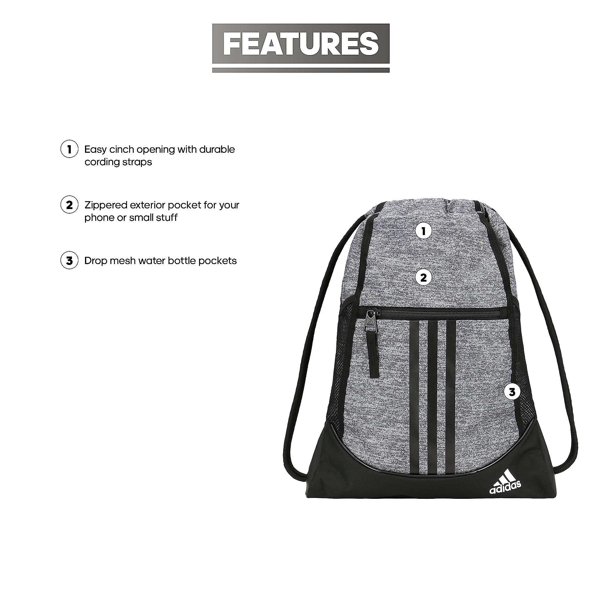 Foto 3 pulgar | Mochila Adidas Alliance Lightweight 12l Gris/negro/blanco - Venta Internacional.