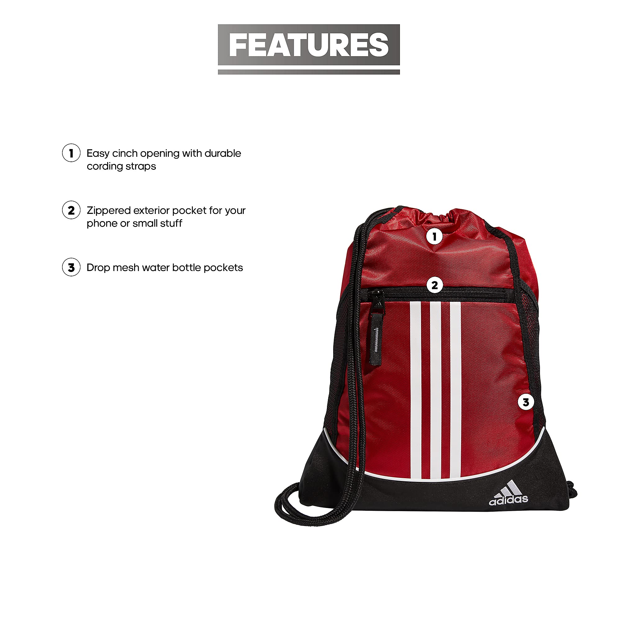 Foto 3 pulgar | Bolsa Deportiva Adidas Alliance Sackpack 12l Lightweight Red - Venta Internacional.