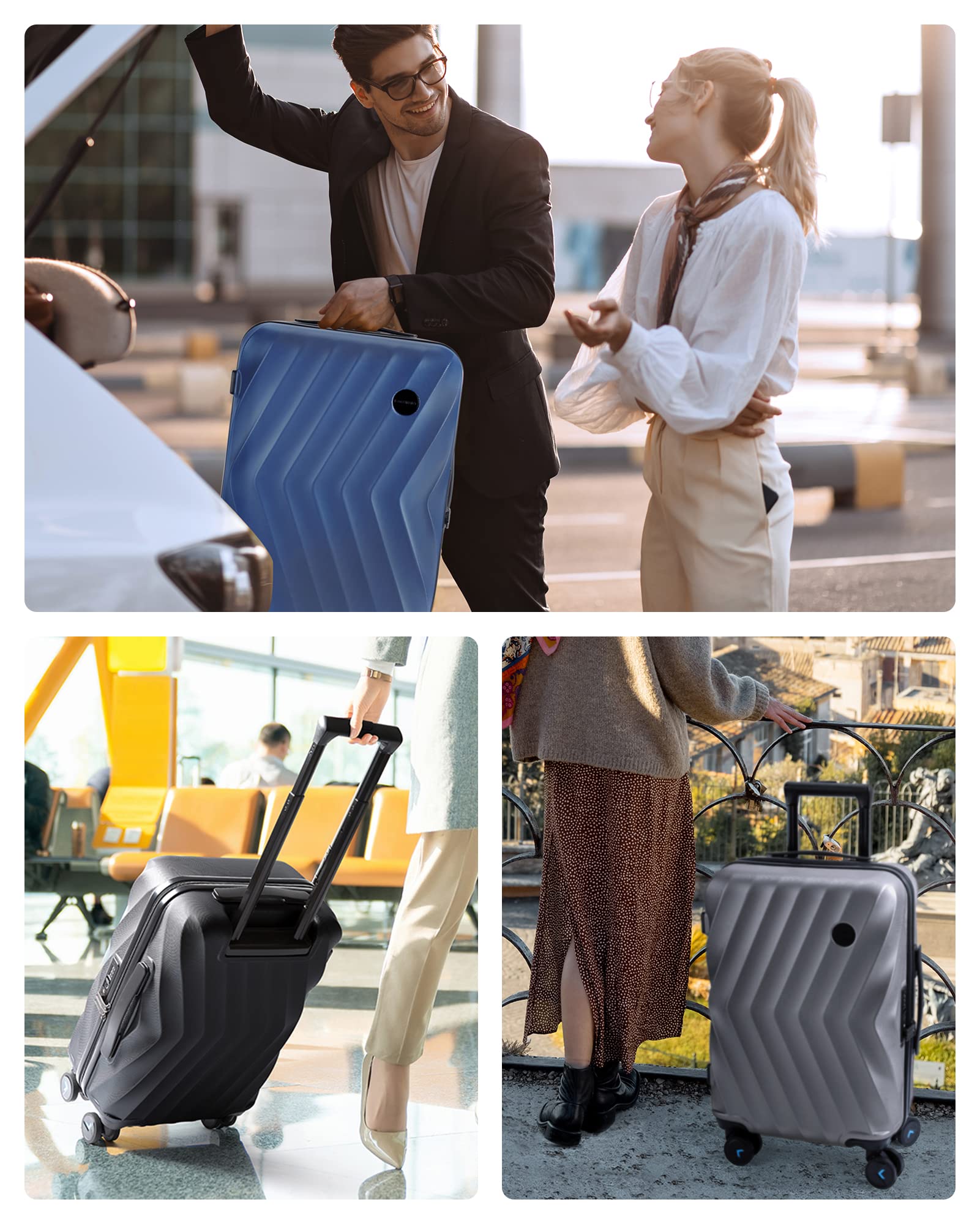 Foto 3 pulgar | Bolsa De Equipaje De Mano Smart Pc De 20 Pulgadas Con Cara Dura Gris Con Ruedas - Venta Internacional.