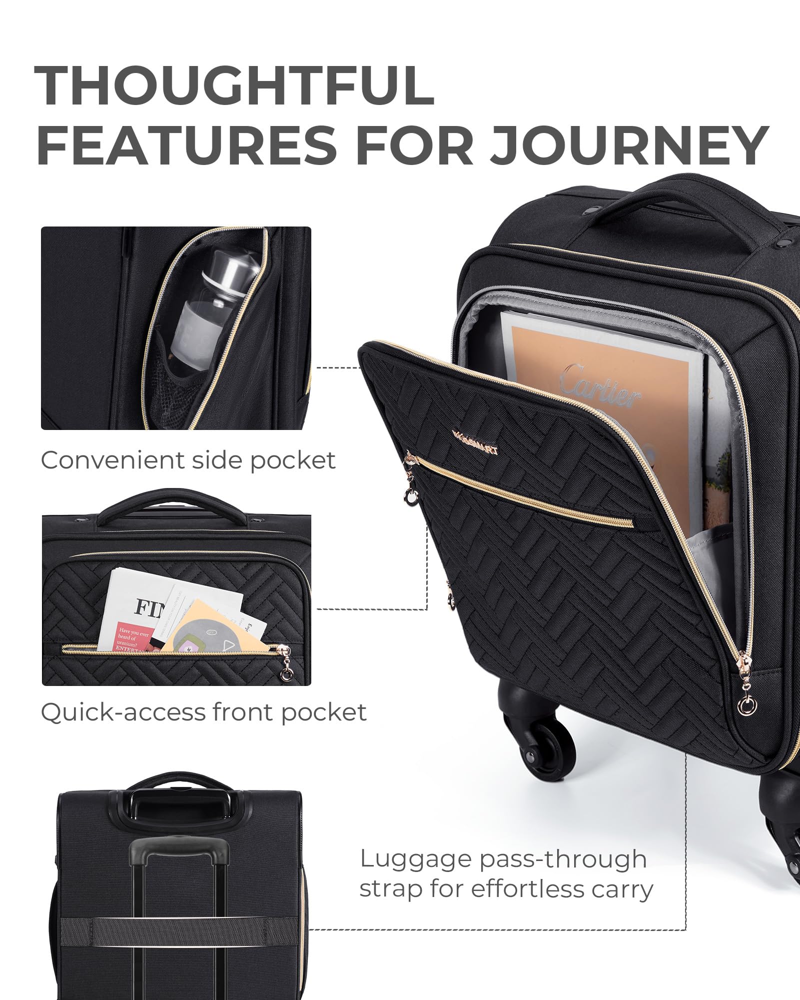 Foto 8 pulgar | Bolsa De Equipaje De Mano Smart Para Debajo Del Asiento, De 16 Pulgadas, Aprobada Por Aerolíneas - Venta Internacional.