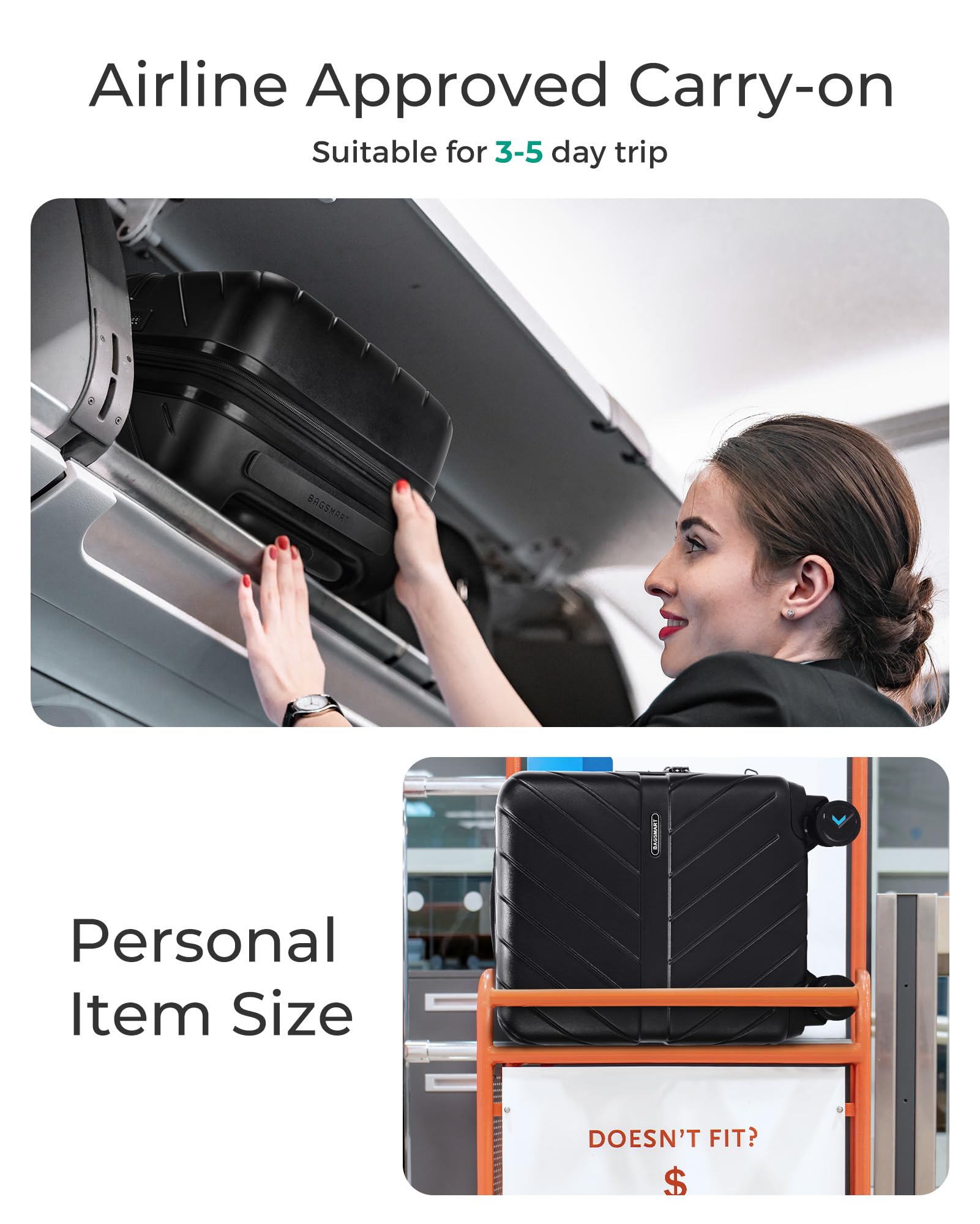 Foto 6 pulgar | Bolsa De Equipaje De Mano Smart Para Debajo Del Asiento De 16 Pulgadas Con Ruedas Giratorias - Venta Internacional.