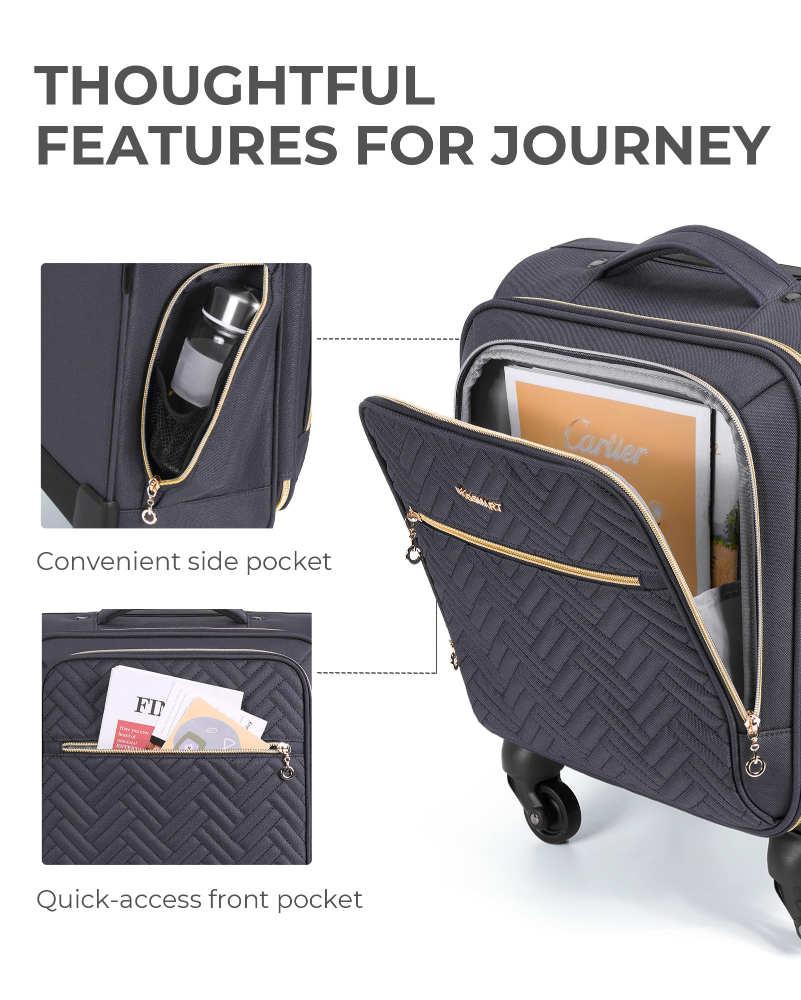 Foto 6 pulgar | Bolsa De Equipaje De Mano Smart Para Debajo Del Asiento, De 16 Pulgadas, Aprobada Por Aerolíneas - Venta Internacional.