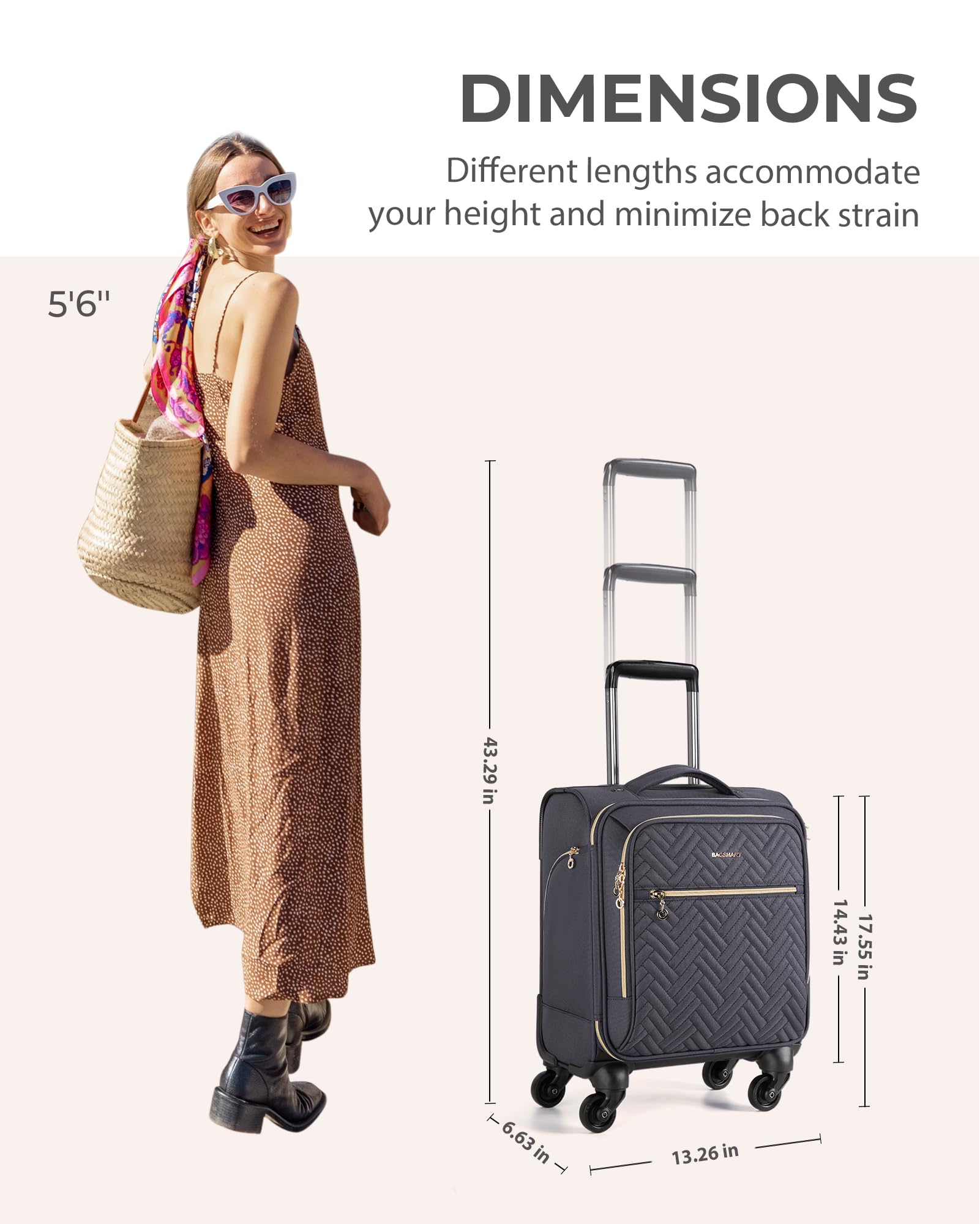 Foto 7 pulgar | Bolsa De Equipaje De Mano Smart Para Debajo Del Asiento, De 16 Pulgadas, Aprobada Por Aerolíneas - Venta Internacional.
