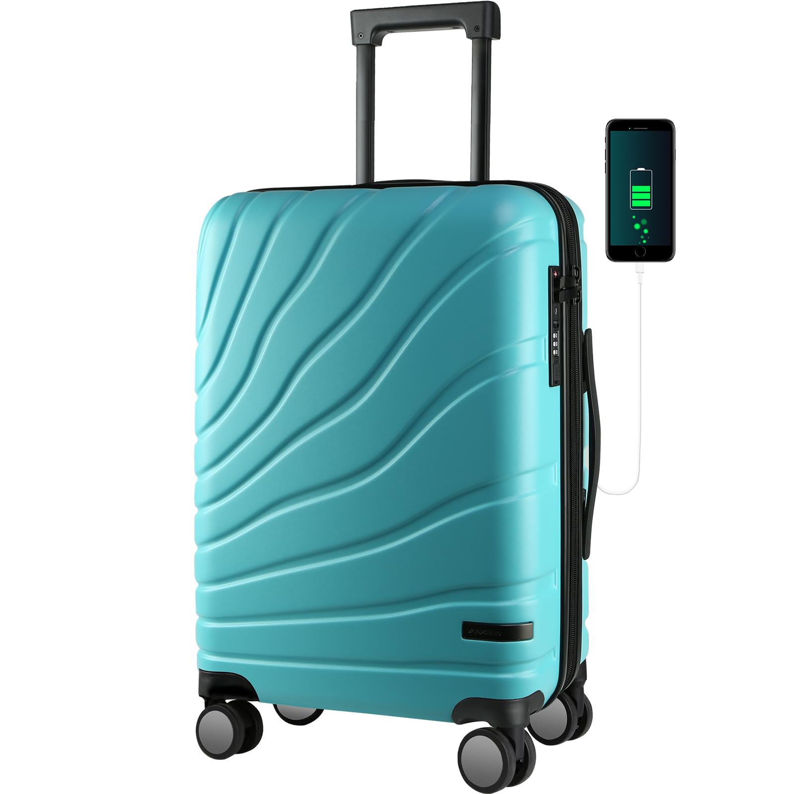 Equipaje de Mano Vankean Spinner Wheels TSA Lock de 20 Pulgadas Azul - Venta Internacional