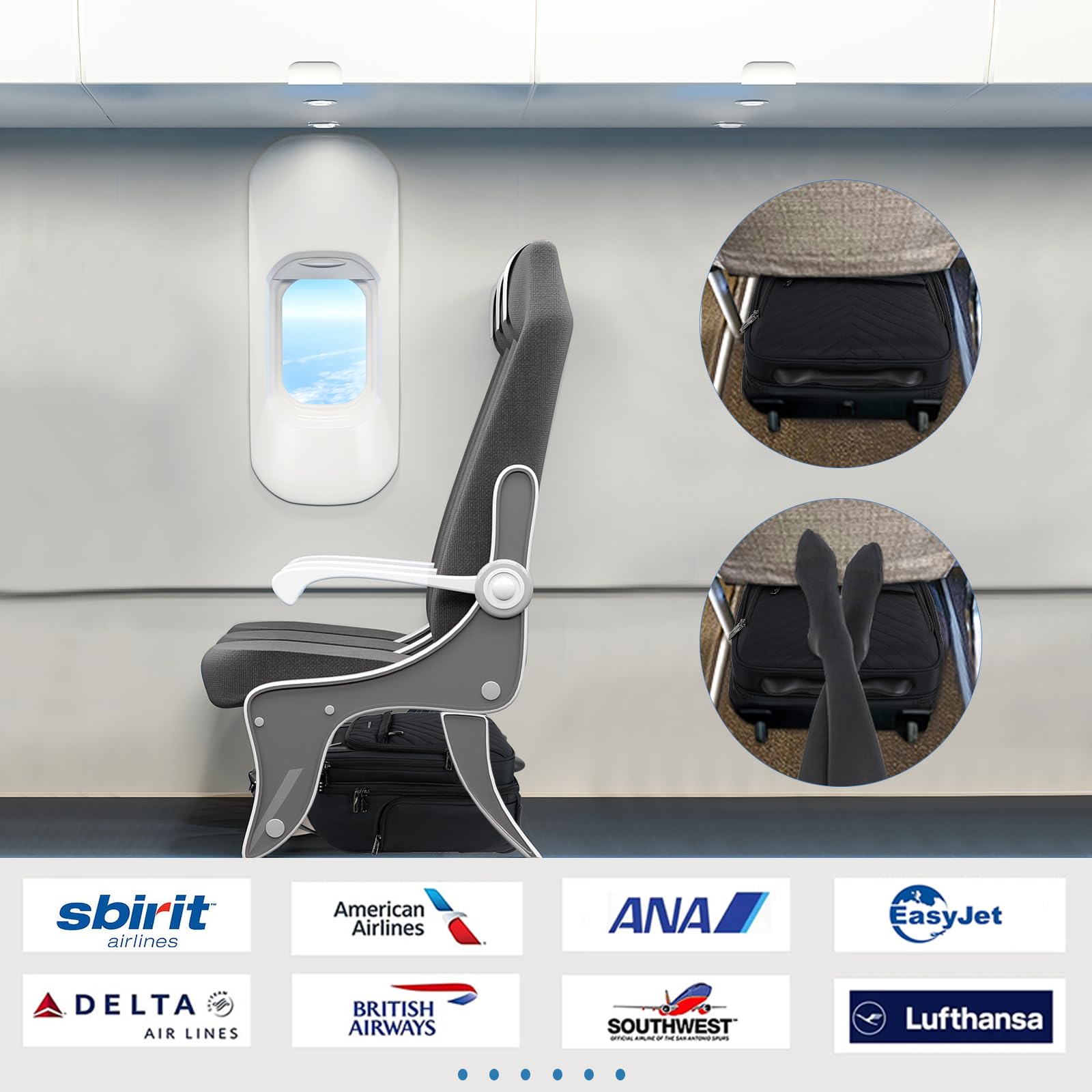 Foto 3 pulgar | Maleta de Mano Vankean Para Debajo Del Asiento 16 Pulgadas Impermeable Negra - Venta Internacional