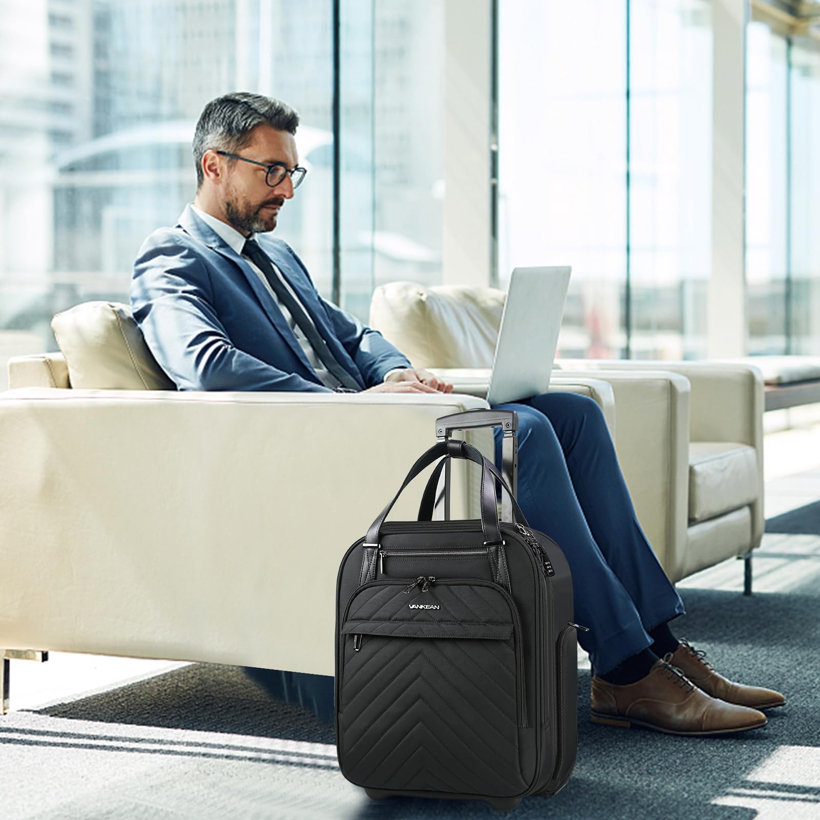 Foto 8 pulgar | Maleta de Mano Vankean Para Debajo Del Asiento 16 Pulgadas Impermeable Negra - Venta Internacional