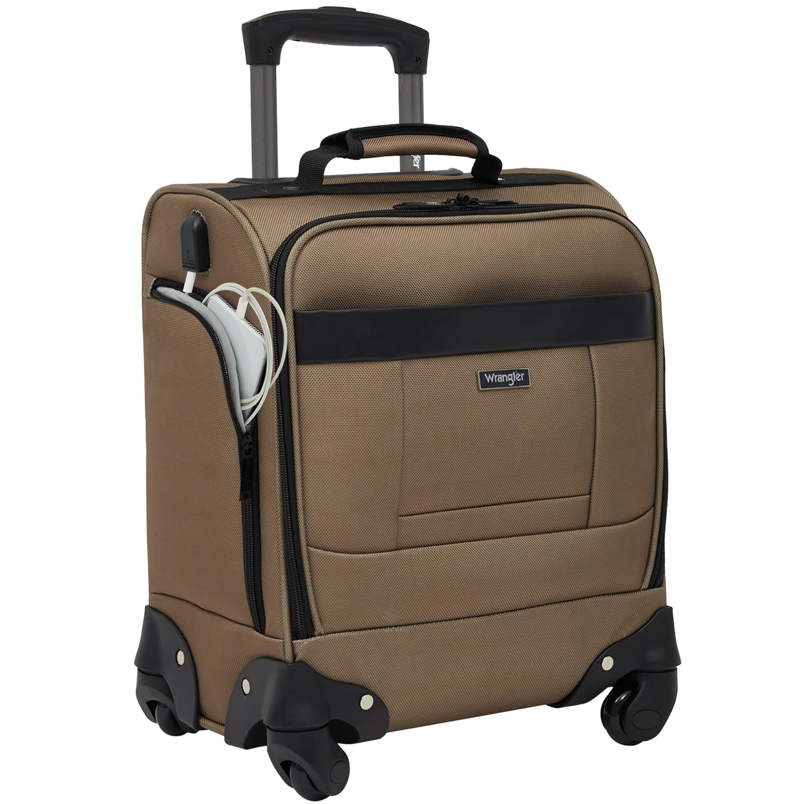 Maleta Wrangler Spinner de 4 Ruedas Marrón 17 Pulgadas - Venta Internacional