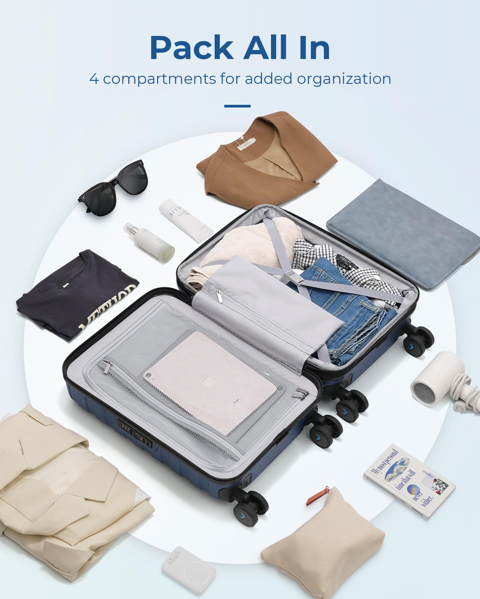 Foto 5 | Bolsa de Mano Smart 20 Pulgadas Azul Oscuro - Venta Internacional
