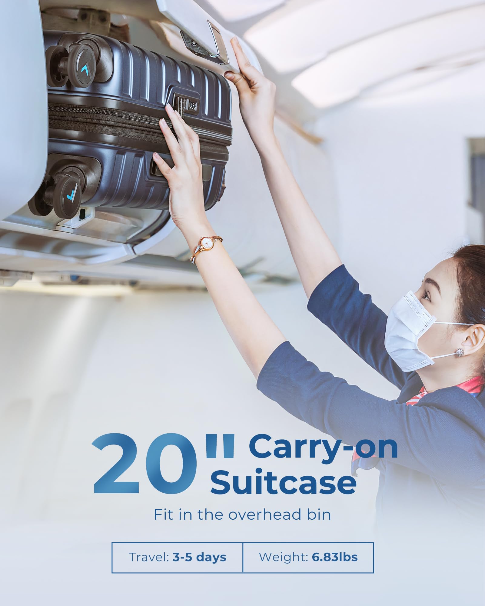 Foto 6 | Bolsa de Mano Smart 20 Pulgadas Azul Oscuro - Venta Internacional