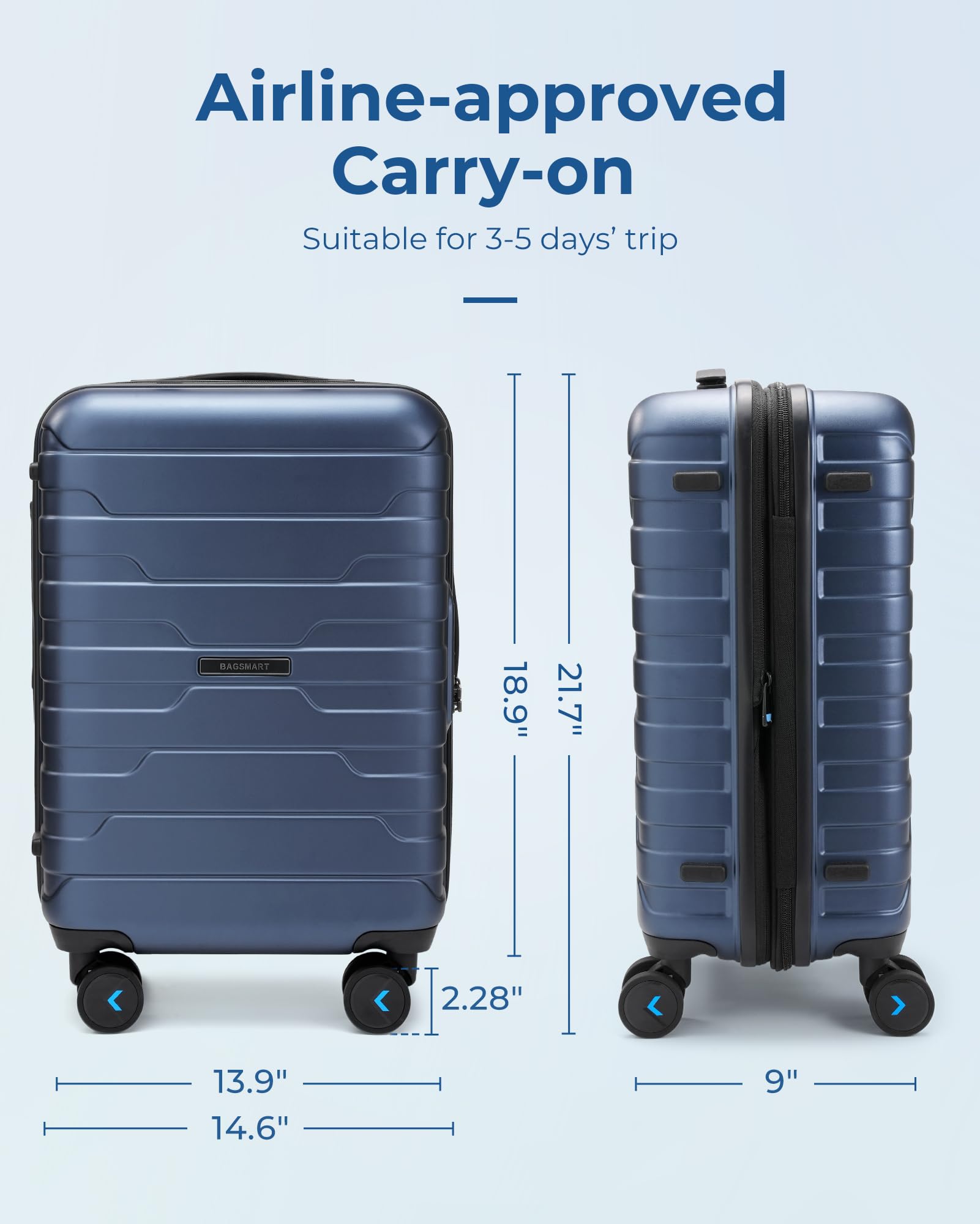 Foto 7 | Bolsa de Mano Smart 20 Pulgadas Azul Oscuro - Venta Internacional