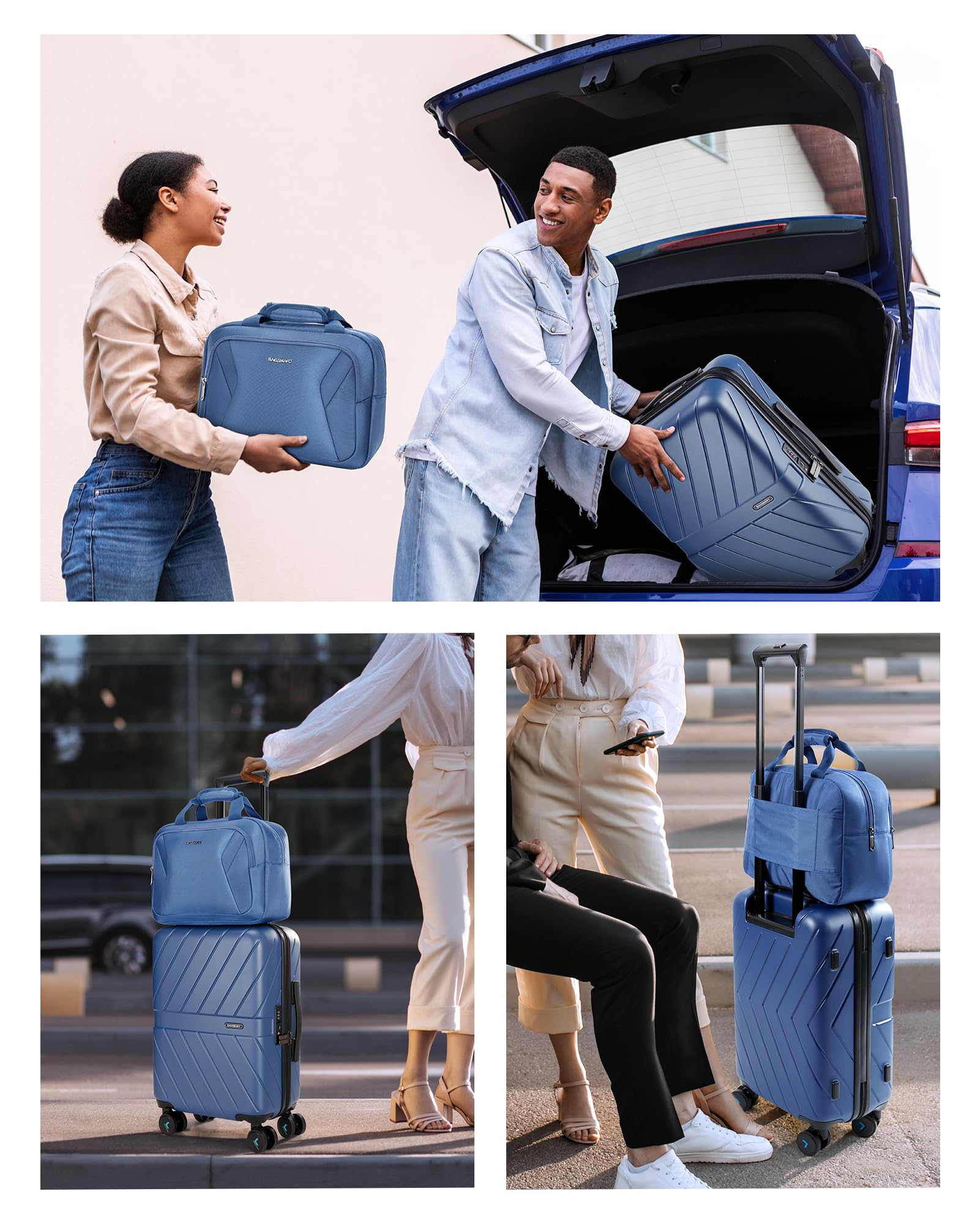 Foto 6 | Bolsa De Equipaje Smart Carry On De 20 Pulgadas Con Ruedas Giratorias, Color Azul - Venta Internacional.