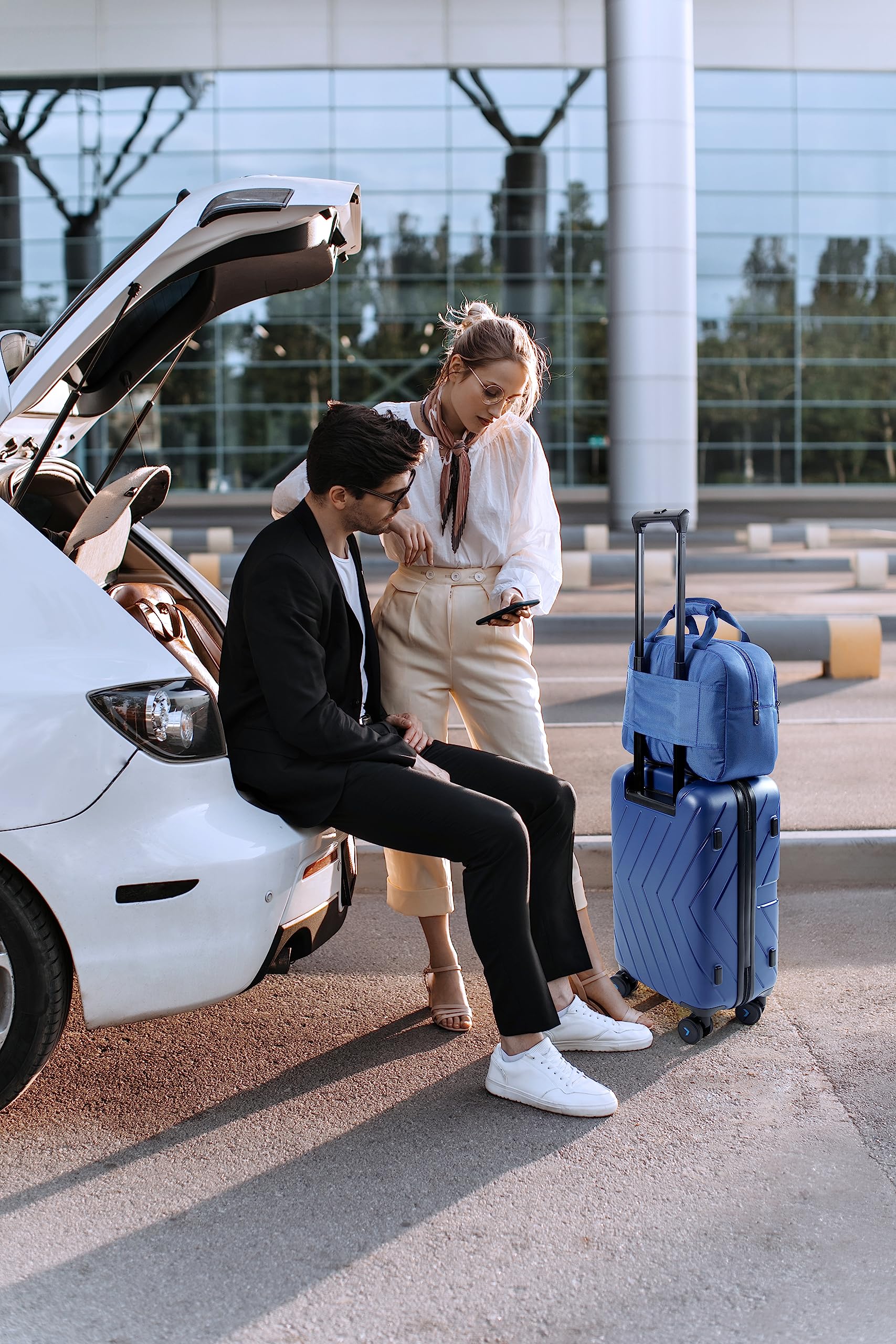 Foto 7 | Bolsa De Equipaje Smart Carry On De 20 Pulgadas Con Ruedas Giratorias, Color Azul - Venta Internacional.