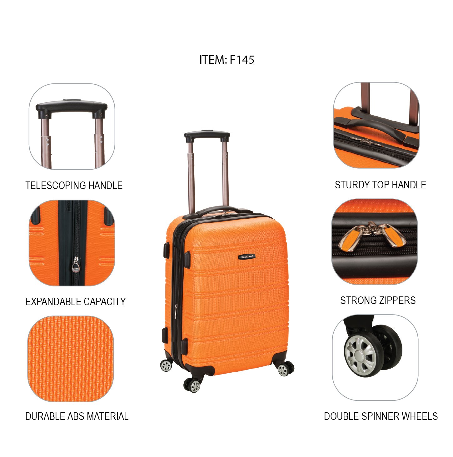 Foto 4 | Equipaje De Mano Rígido Luggage Rockland Melbourne De 20 Pulgadas, Color Marrón - Venta Internacional.