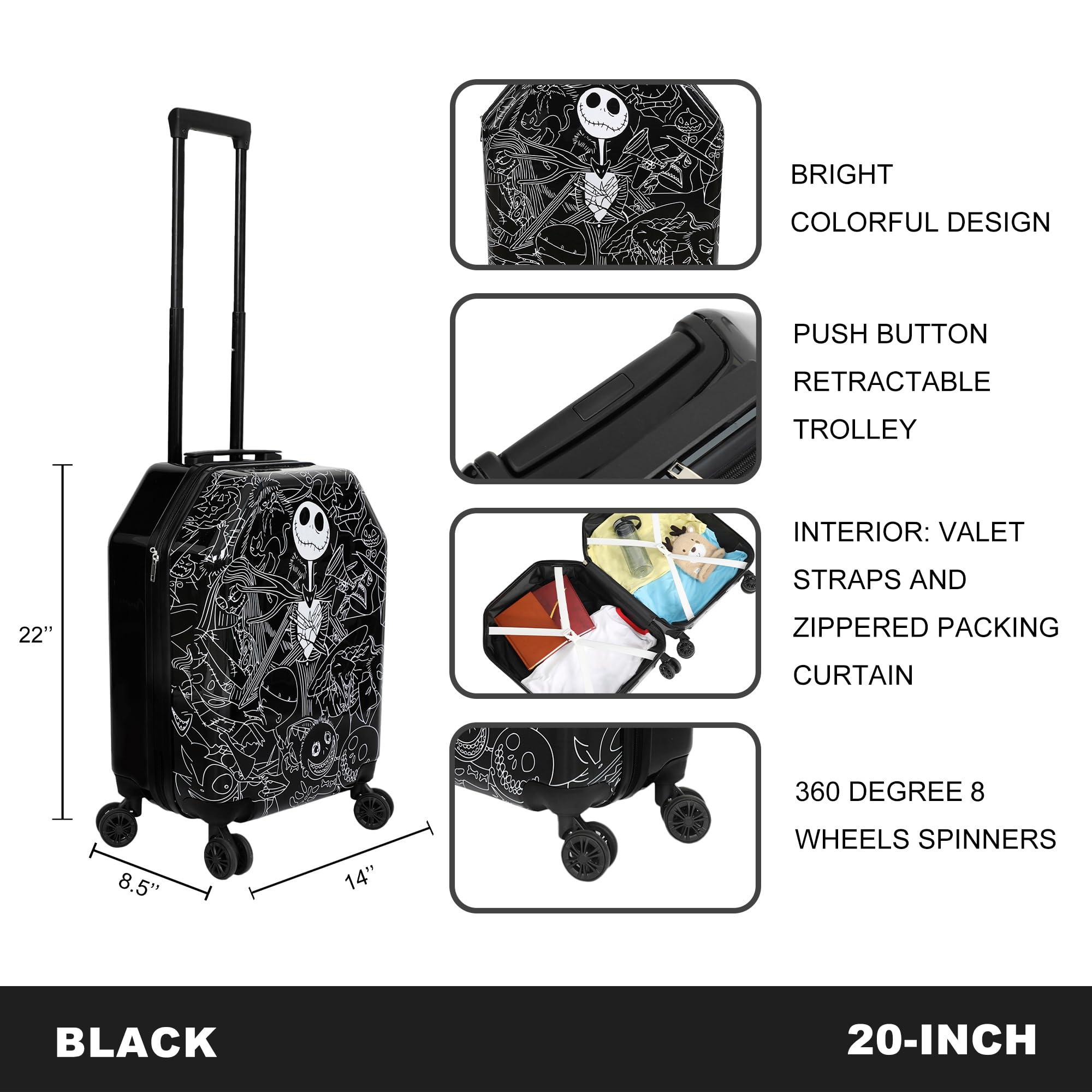 Foto 7 | Maleta con Ruedas Bioworld Jack de 20"-Venta Internacional