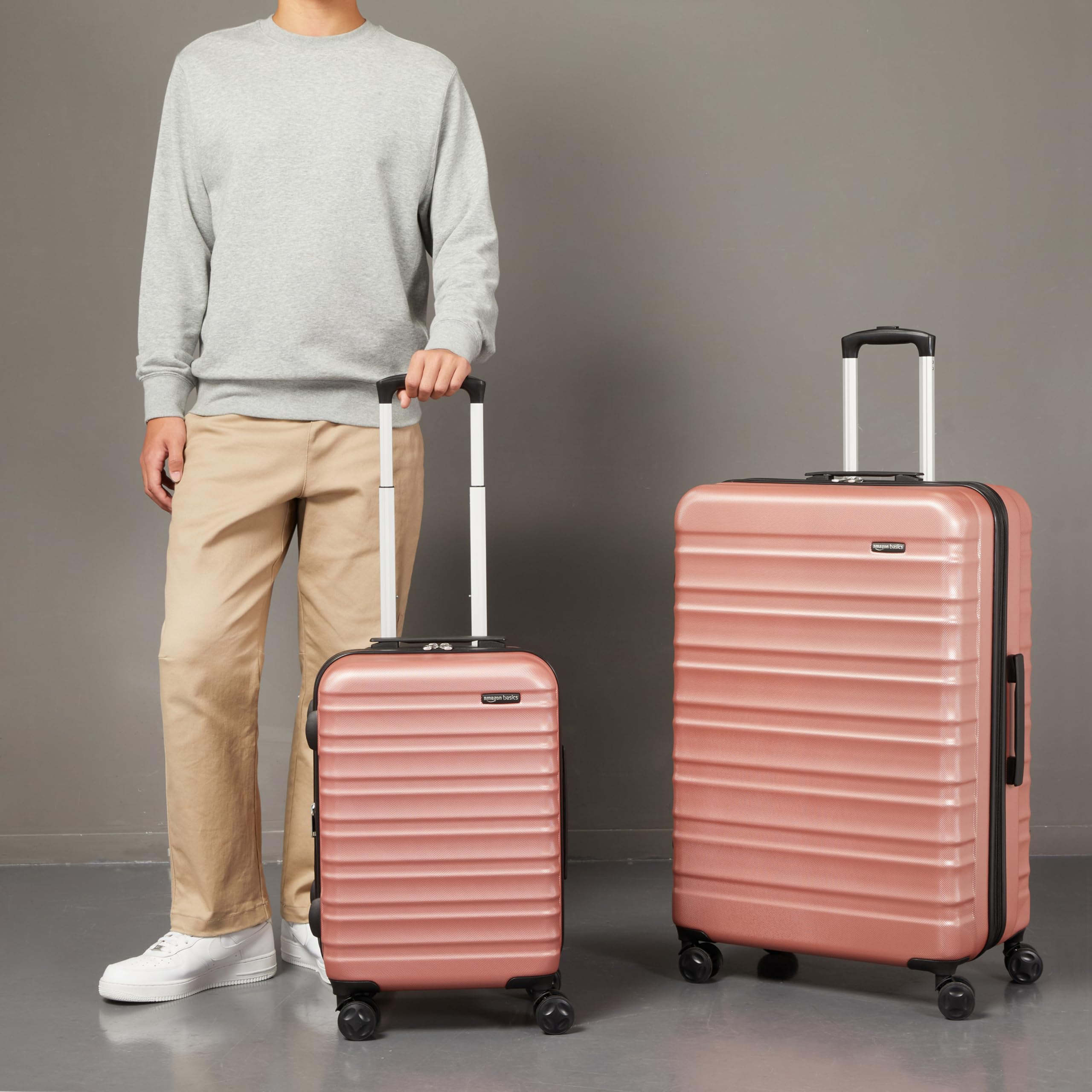 Foto 3 | Maleta Amazon Basics Rígida con Ruedas 2 Piezas Oro Rosa - Venta Internacional