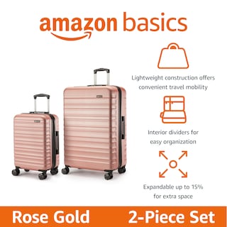 Foto 4 | Maleta Amazon Basics Rígida con Ruedas 2 Piezas Oro Rosa - Venta Internacional