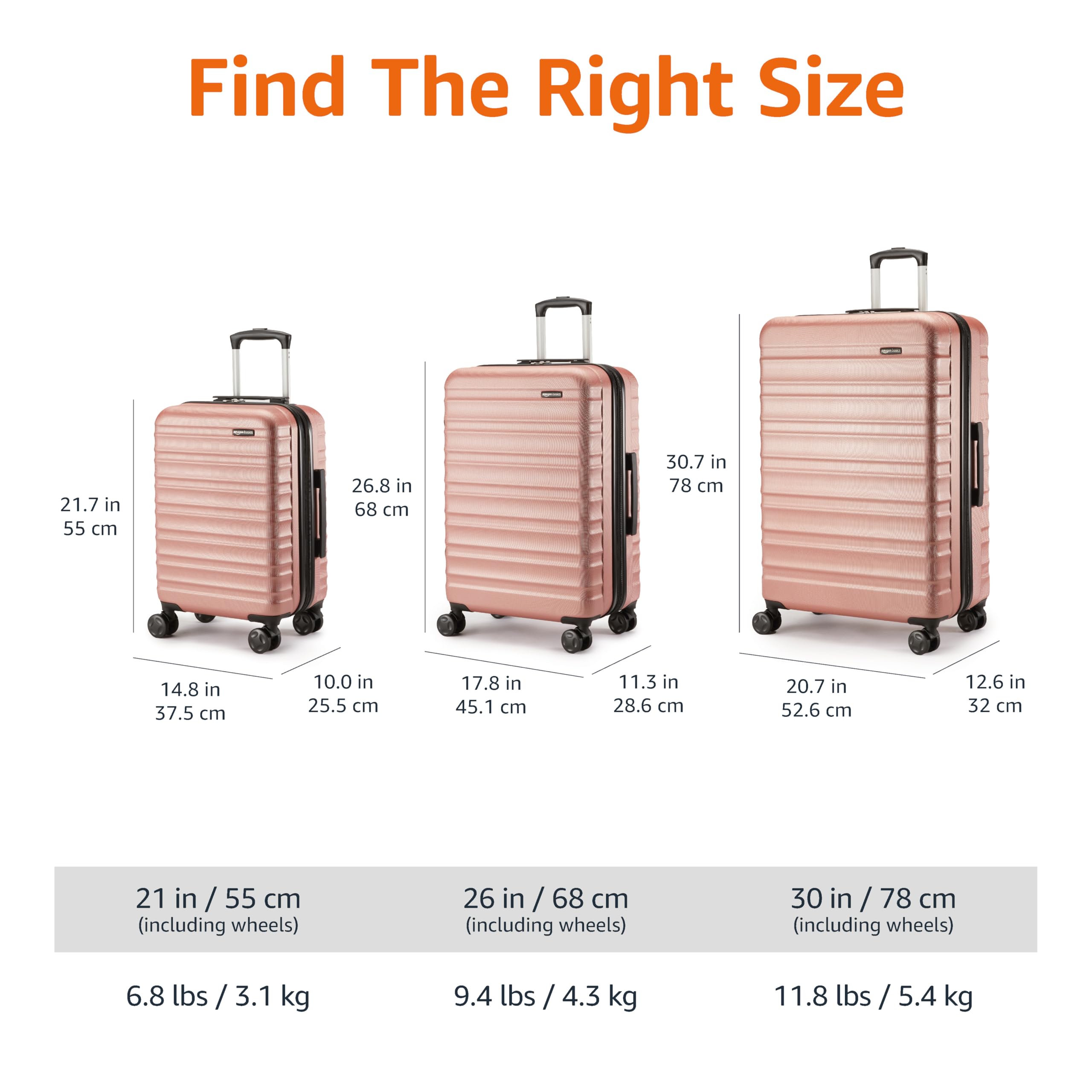 Foto 6 | Maleta Amazon Basics Rígida con Ruedas 2 Piezas Oro Rosa - Venta Internacional