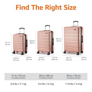 Foto 6 | Maleta Amazon Basics Rígida con Ruedas 2 Piezas Oro Rosa - Venta Internacional