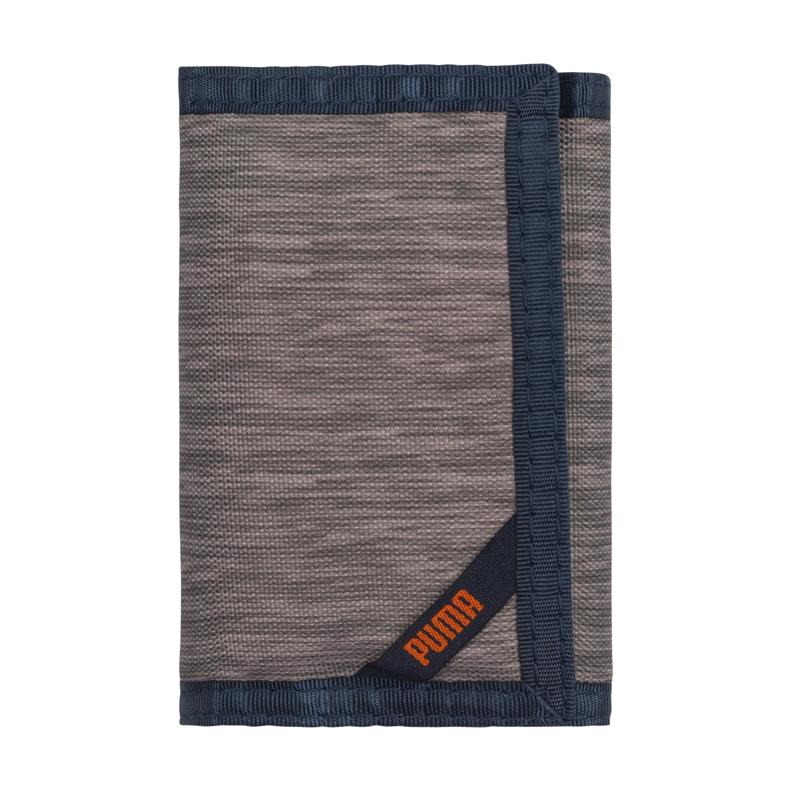 Cartera Puma Little Rise Para Niños Con Tres Pliegues, Gris Y Naranja - Venta Internacional.