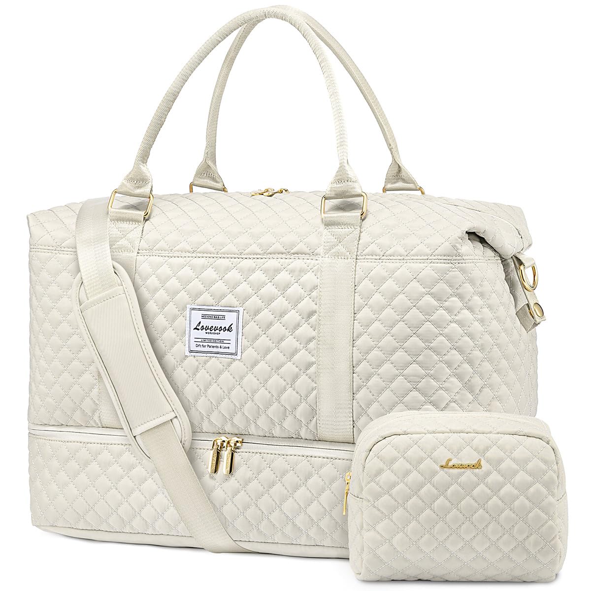Foto 2 pulgar | Bolsa De Viaje Lovevook Para Mujer Con Compartimento Para Zapatos, Color Beige - Venta Internacional.