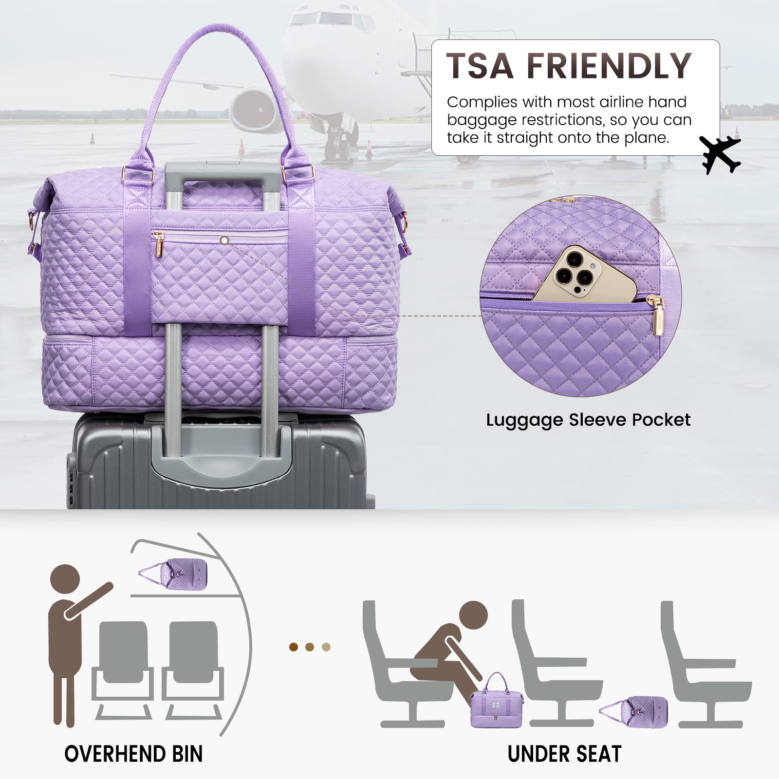 Foto 6 pulgar | Bolsa De Viaje Lovevook Weekender Para Mujer, Color Morado - Venta Internacional.