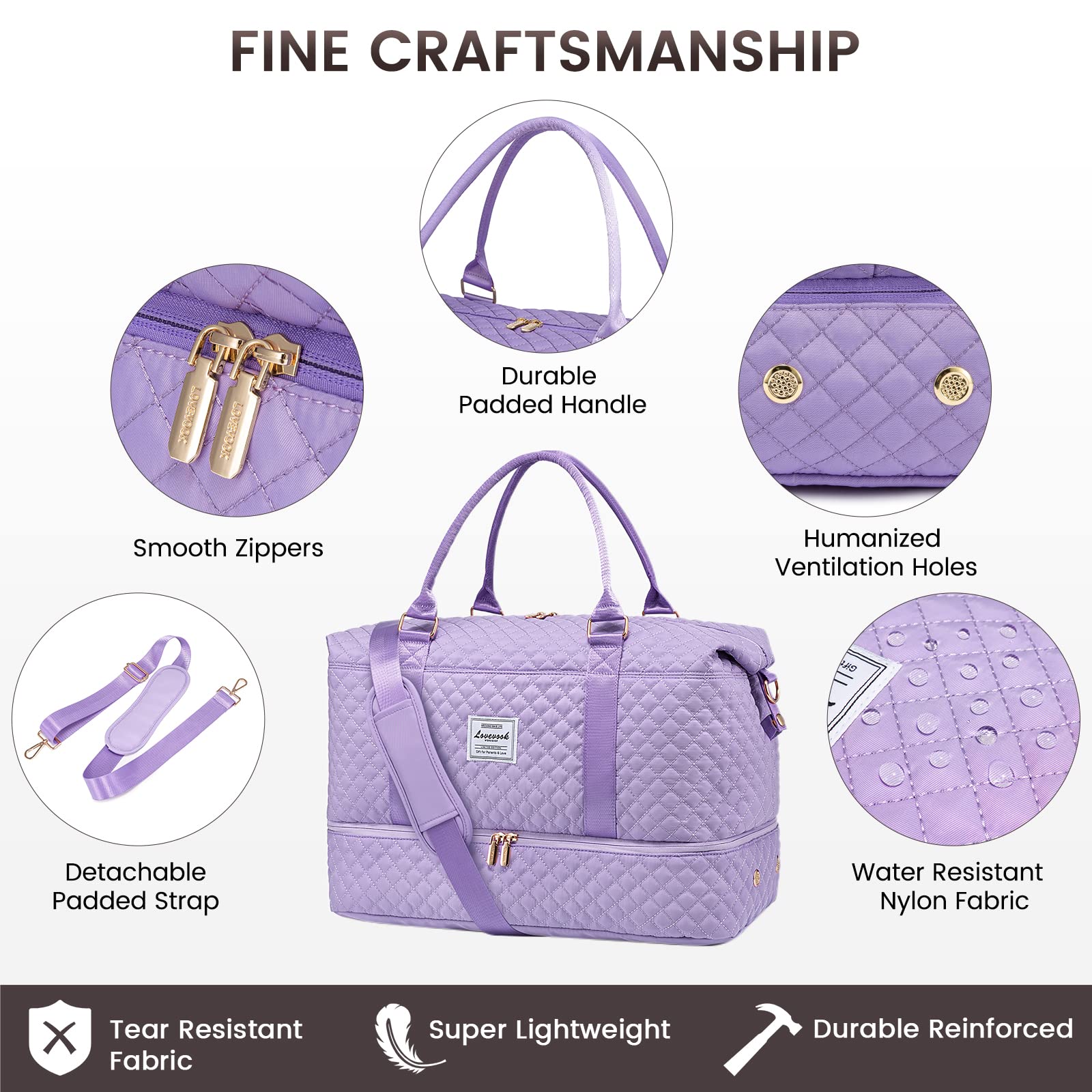 Foto 7 pulgar | Bolsa De Viaje Lovevook Weekender Para Mujer, Color Morado - Venta Internacional.