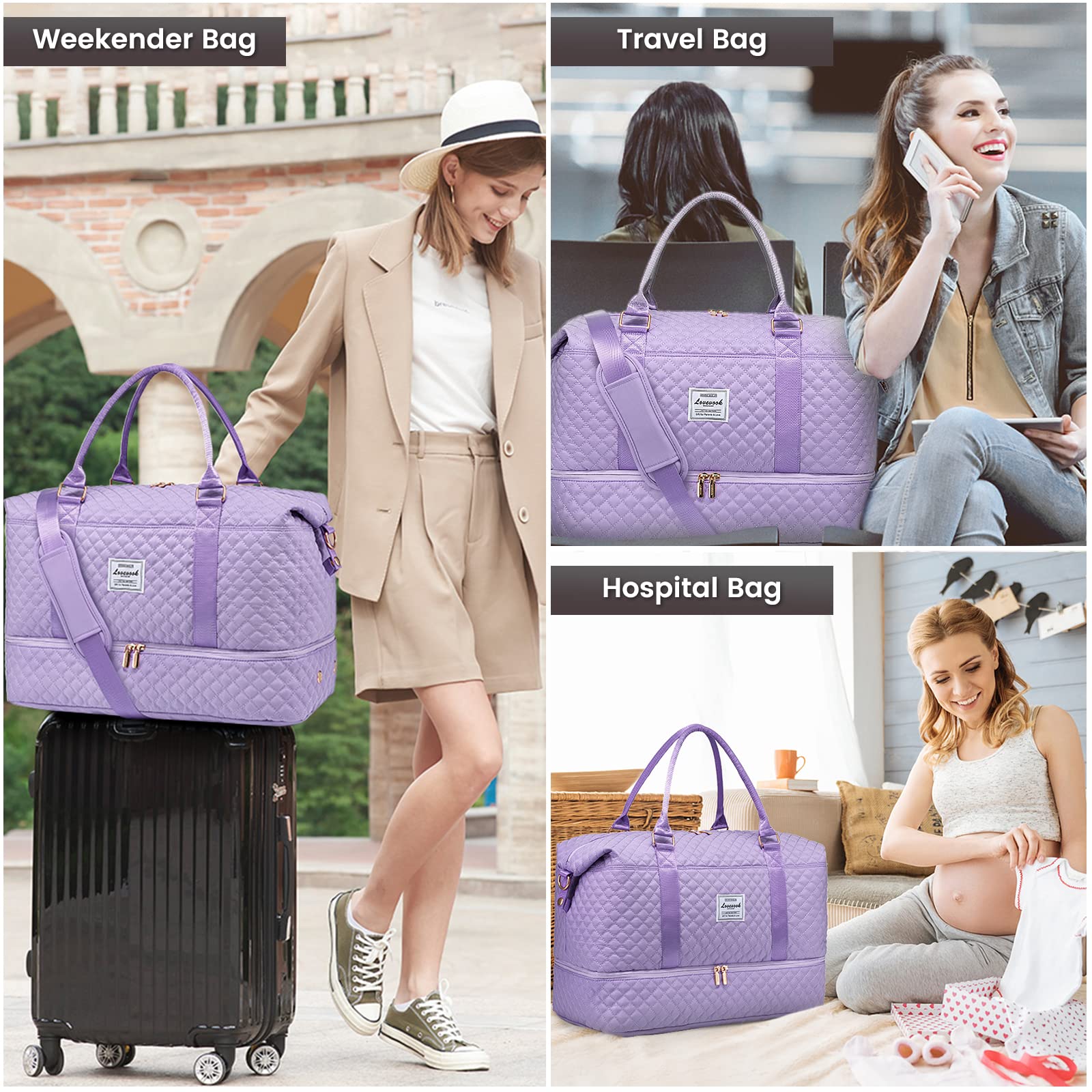 Foto 8 pulgar | Bolsa De Viaje Lovevook Weekender Para Mujer, Color Morado - Venta Internacional.