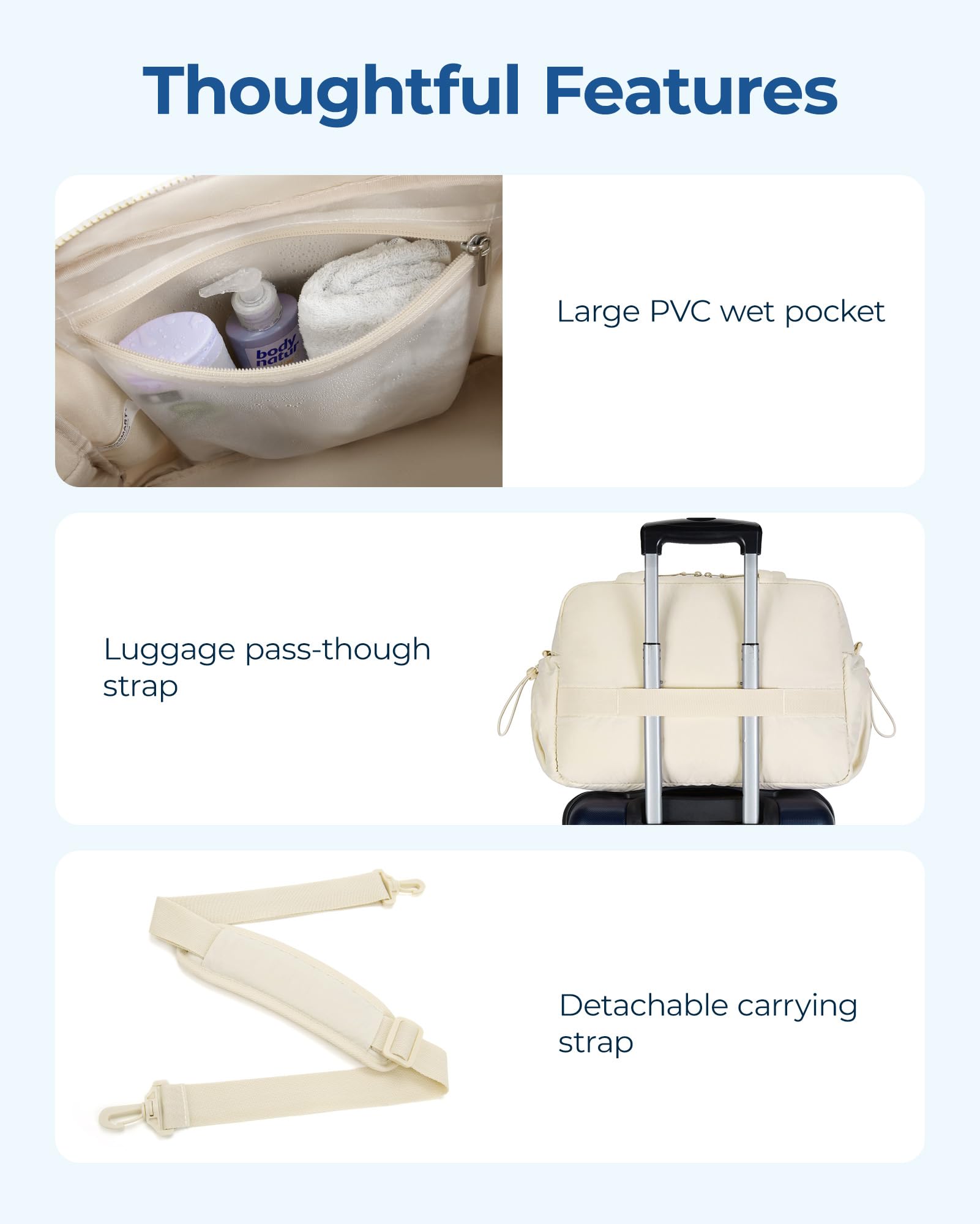 Foto 8 pulgar | Bolsa De Gimnasio Bagsmart Para Mujer Weekender, Resistente Al Agua - Venta Internacional.