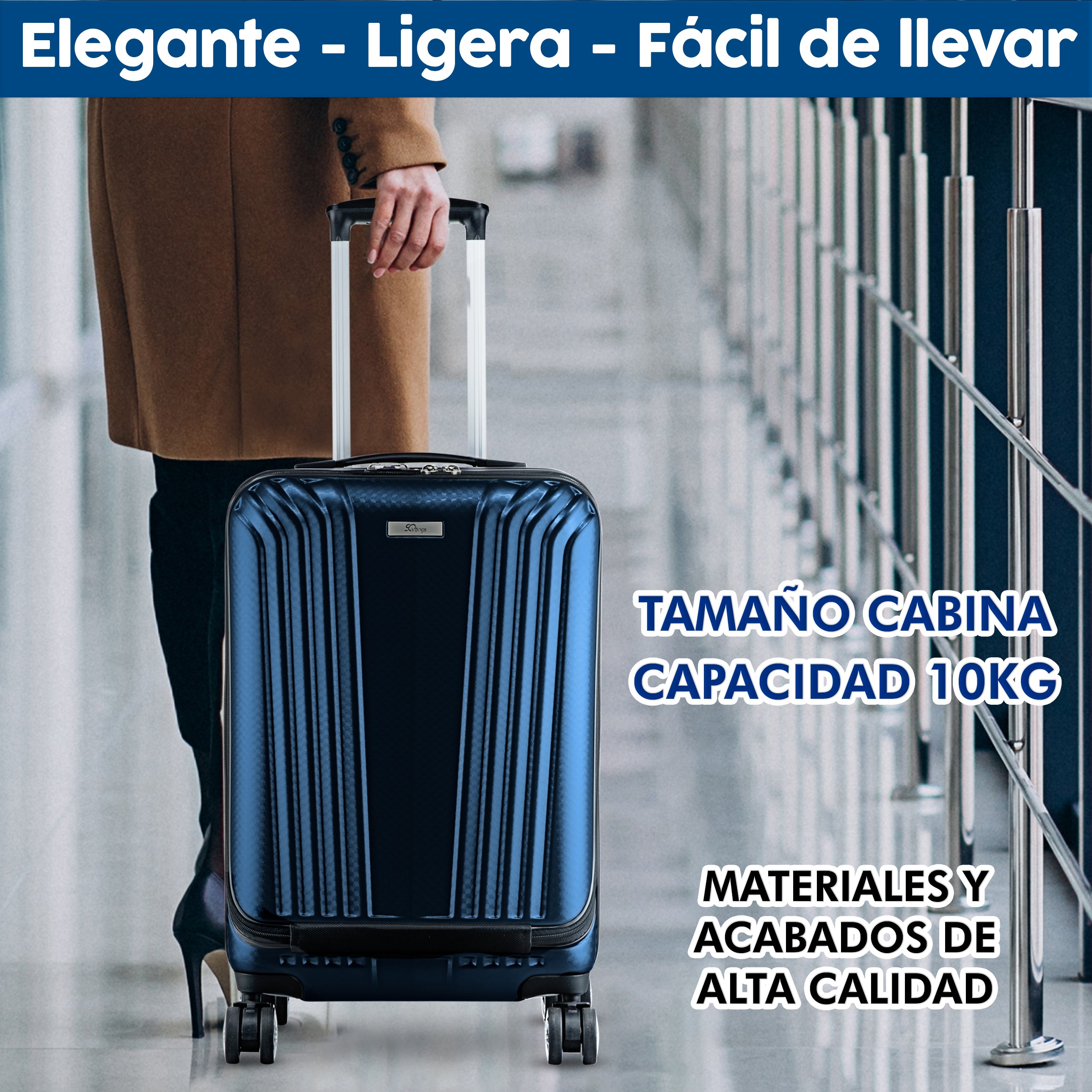Foto 4 pulgar | Maleta de Mano SQBAGS 20'' 2.0 Azul