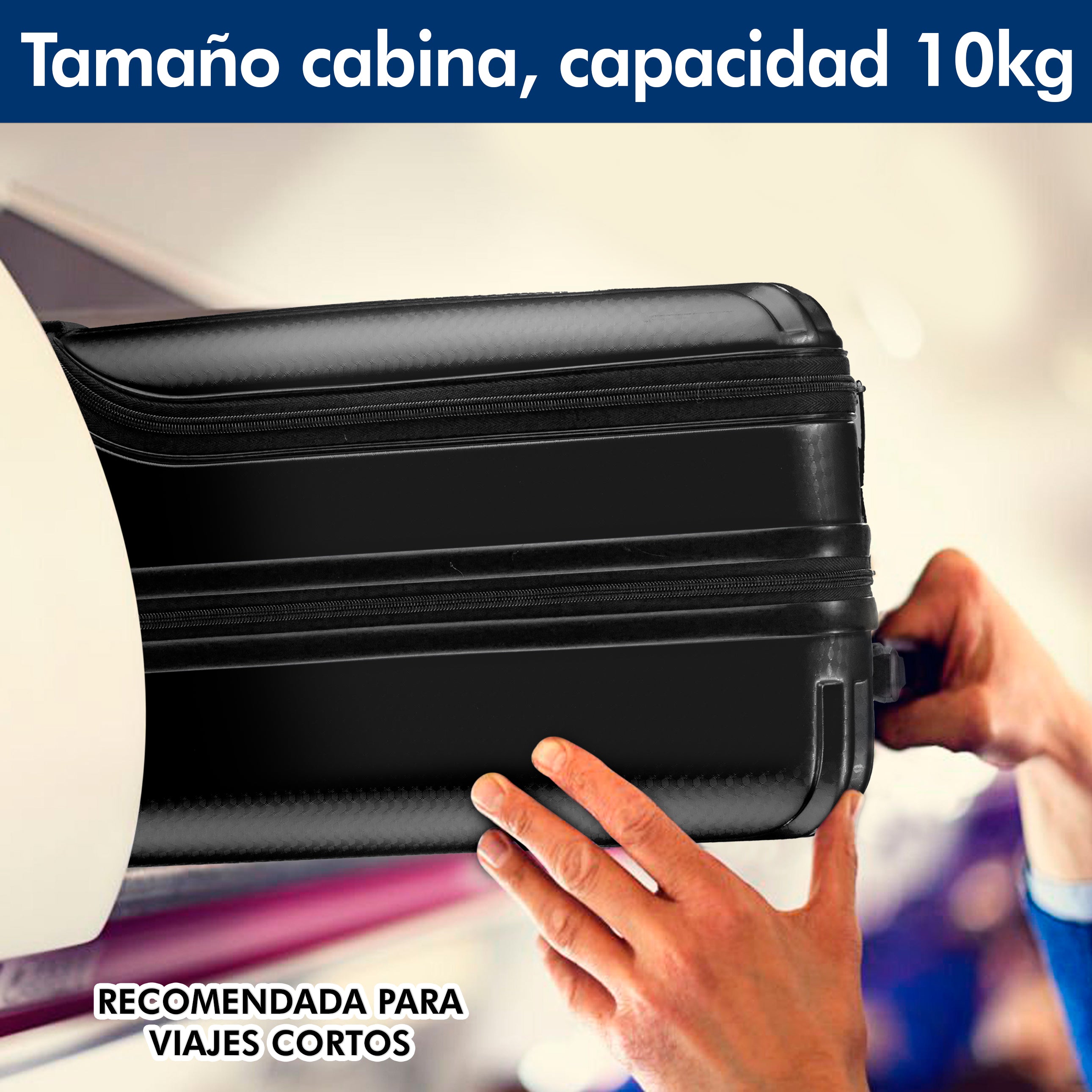 Foto 7 pulgar | Maleta con Ruedas Sqbags Negra de 20"