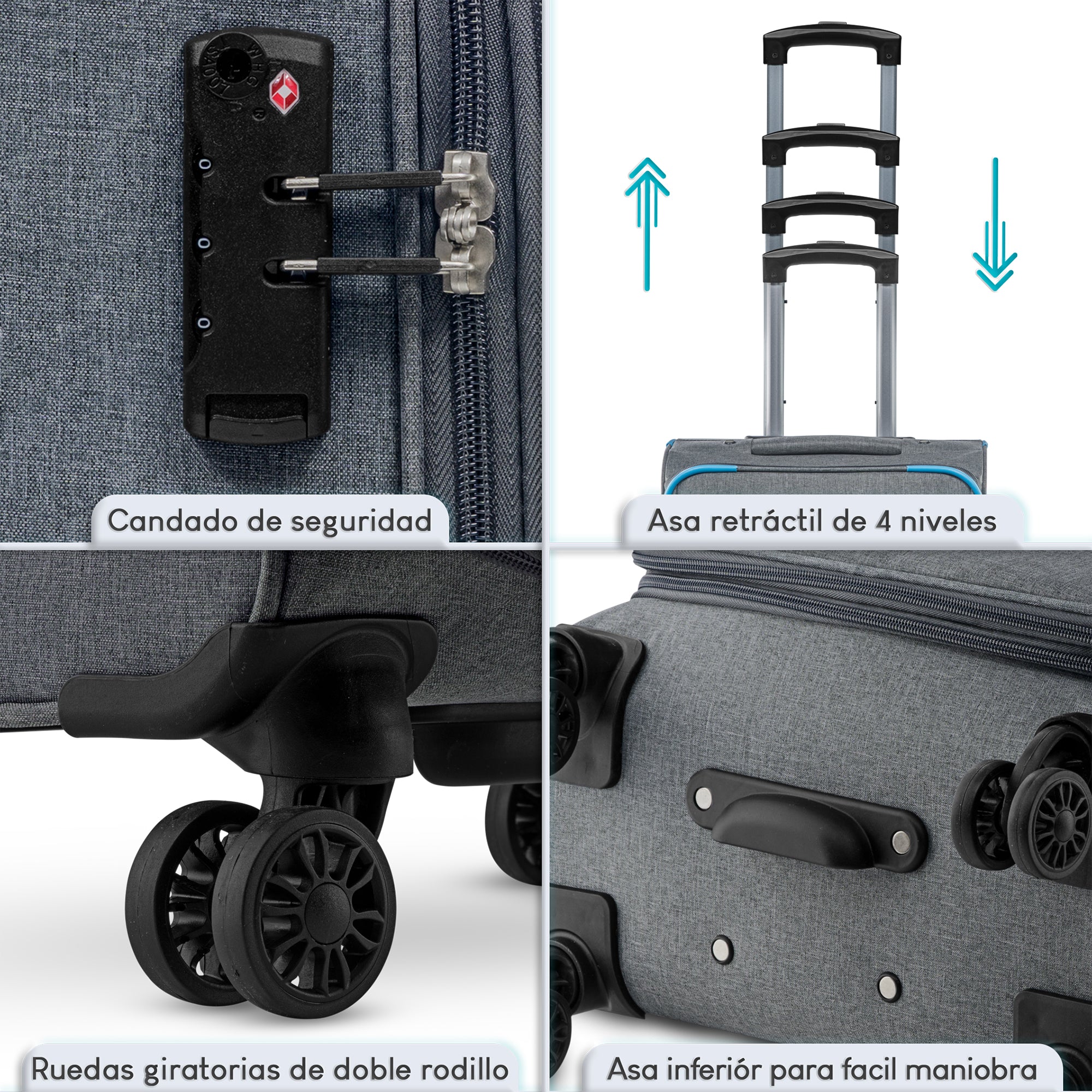 Foto 5 pulgar | Maleta De Tela Viva 20'' - Gris