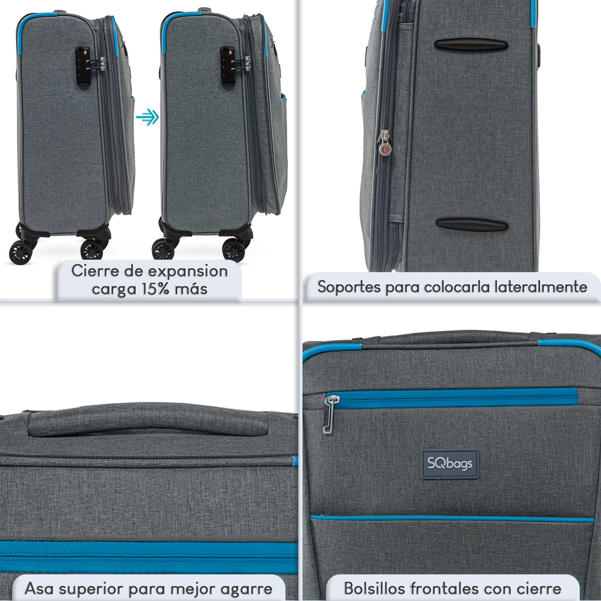 Foto 7 pulgar | Maleta De Tela Viva 20'' - Gris