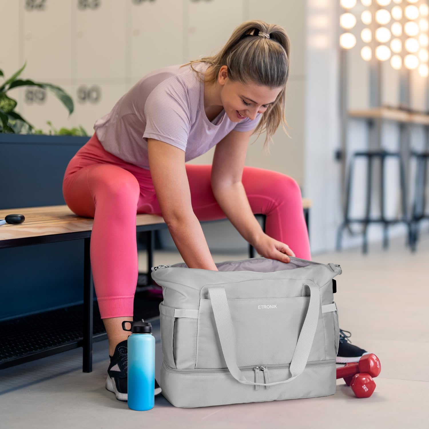 Foto 3 pulgar | Bolsa Deportiva Etronik Gris para Mujer - Venta Internacional