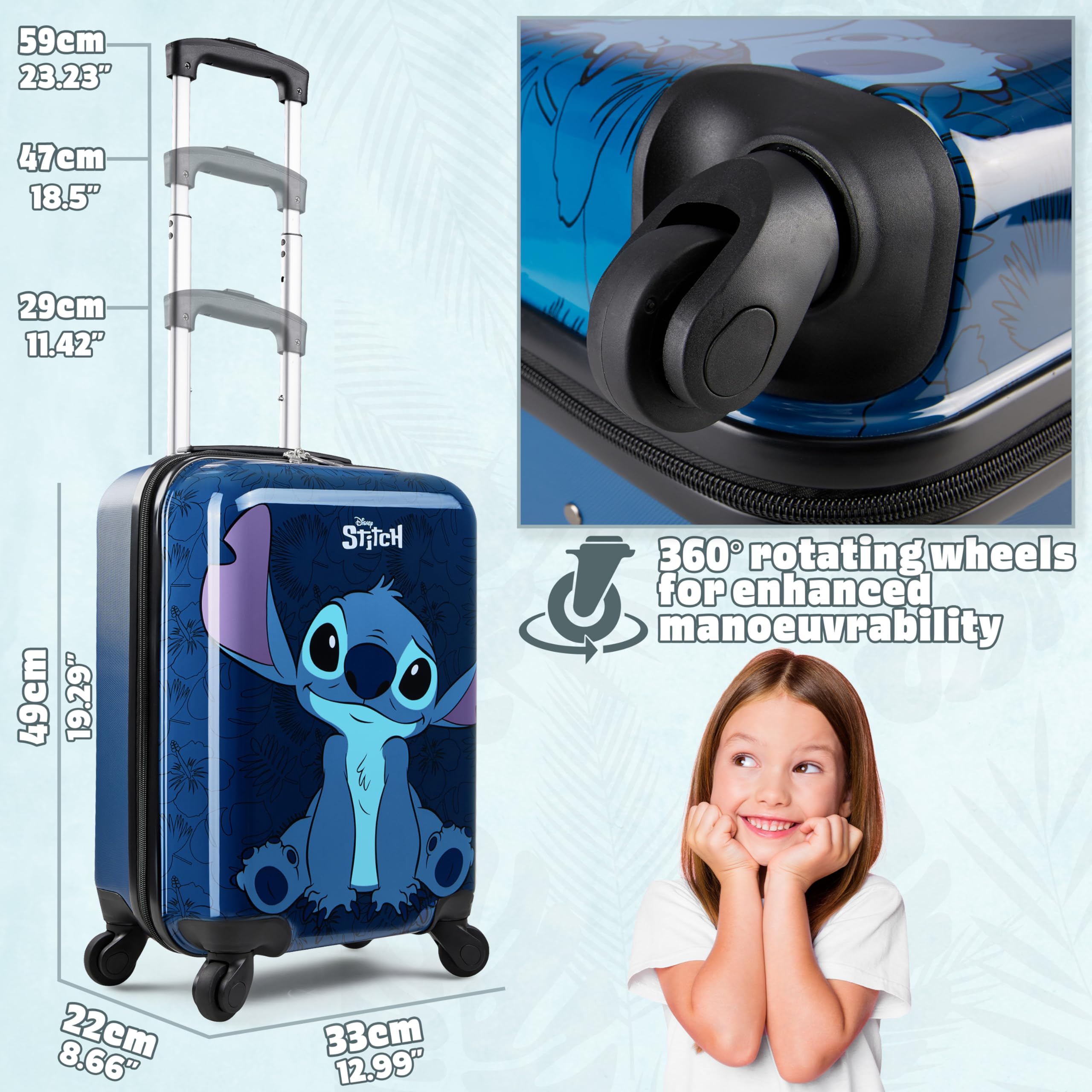 Foto 5 pulgar | Juego De Maletas Disney Stitch Hard Shell De 28 L, 50 L, 91 L Con Ruedas - Venta Internacional.