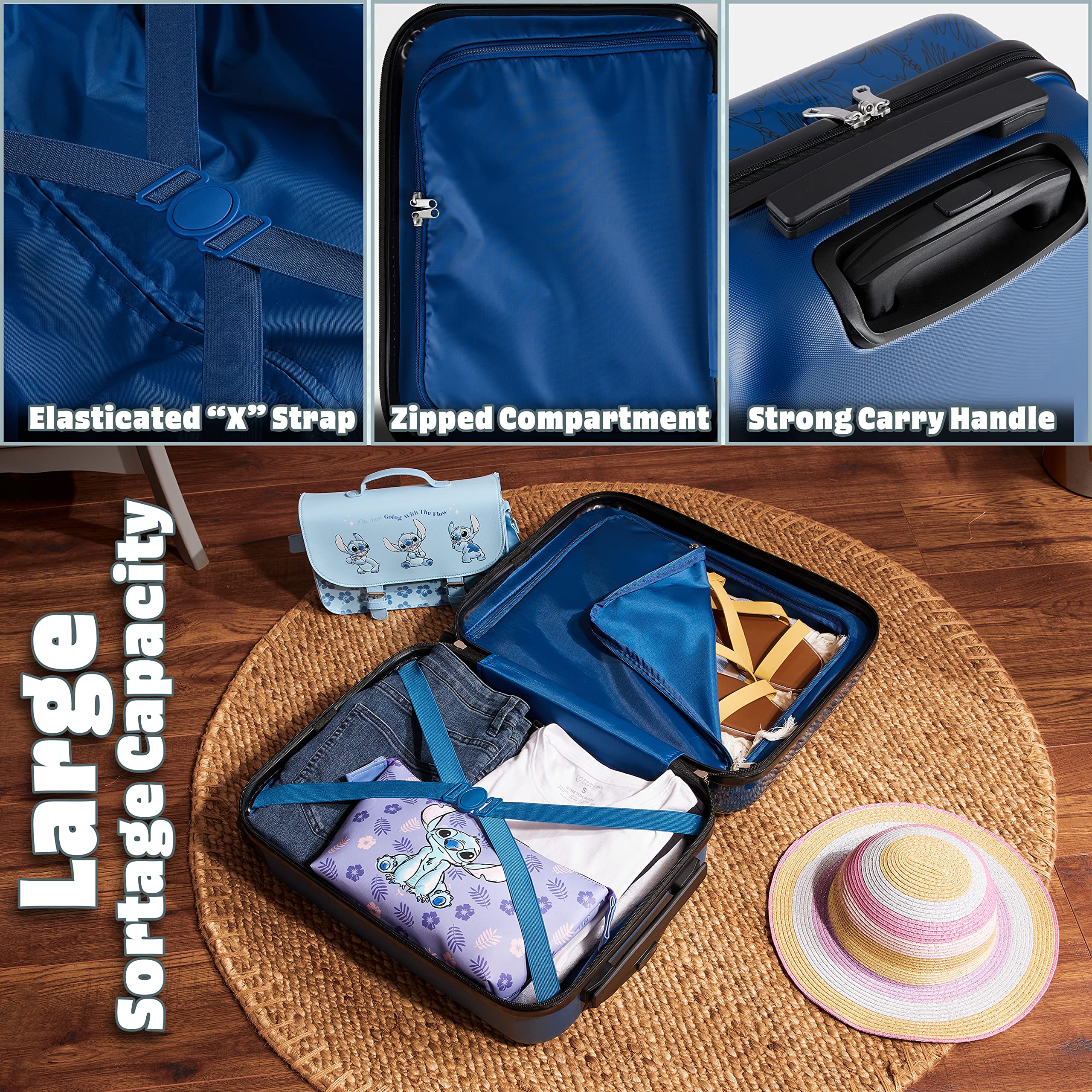 Foto 7 pulgar | Juego De Maletas Disney Stitch Hard Shell De 28 L, 50 L, 91 L Con Ruedas - Venta Internacional.