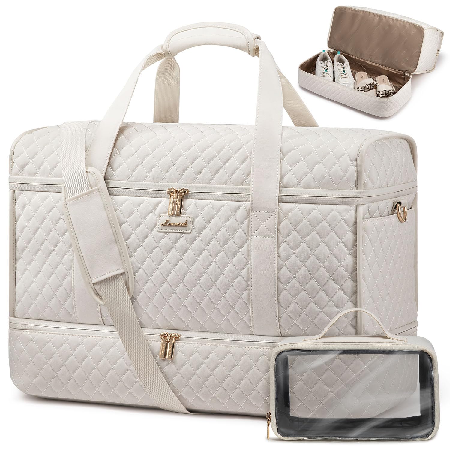 Foto 1 | Bolsa De Viaje Lovevook Grande Para Mujer, Diseño De Fin De Semana, Color Beige - Venta Internacional.