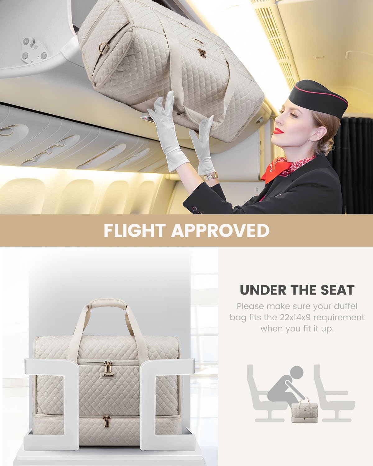 Foto 7 pulgar | Bolsa De Viaje Lovevook Grande Para Mujer, Diseño De Fin De Semana, Color Beige - Venta Internacional.