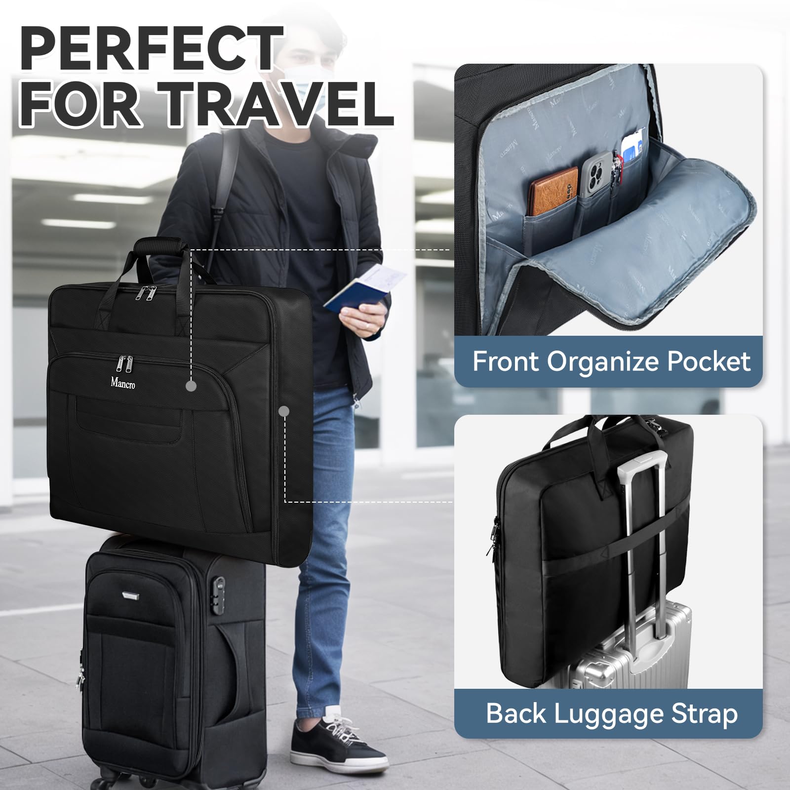 Foto 5 pulgar | Funda De Ropa Mancro Para Viajes, No Se Arruga, De Color Negro - Venta Internacional.
